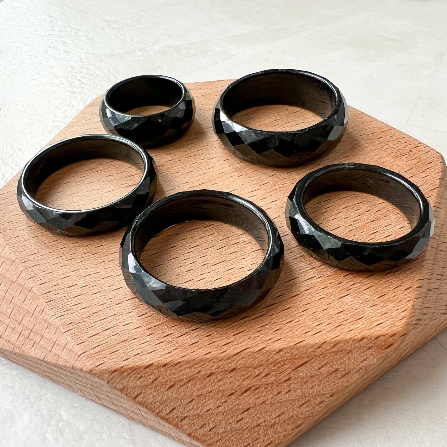 Black Jadeite Jade Ring, Diamond cut ring, Omphacite jadeite jade, LGG-0830-1669863315 - AriaDesignCollection