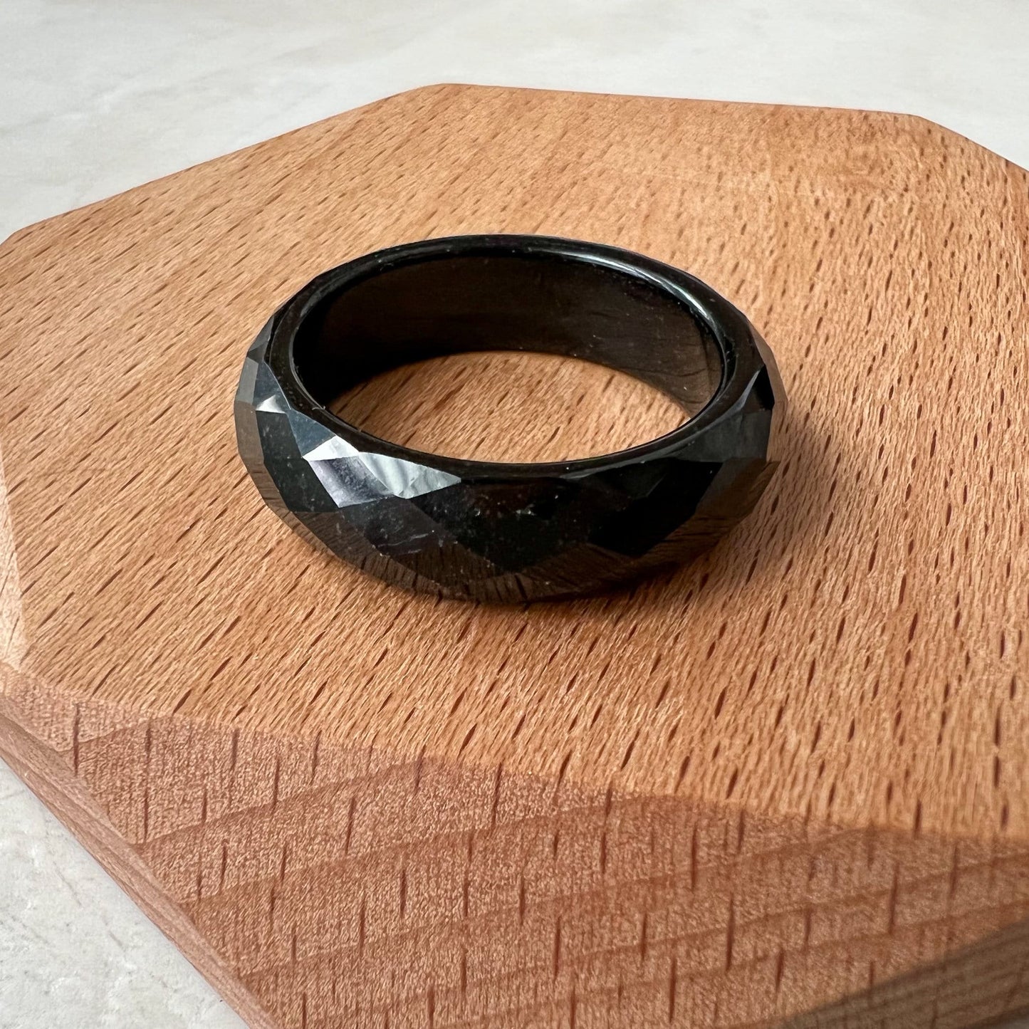 Black Jadeite Jade Ring, Diamond cut ring, Omphacite jadeite jade, LGG-0830-1669863315 - AriaDesignCollection