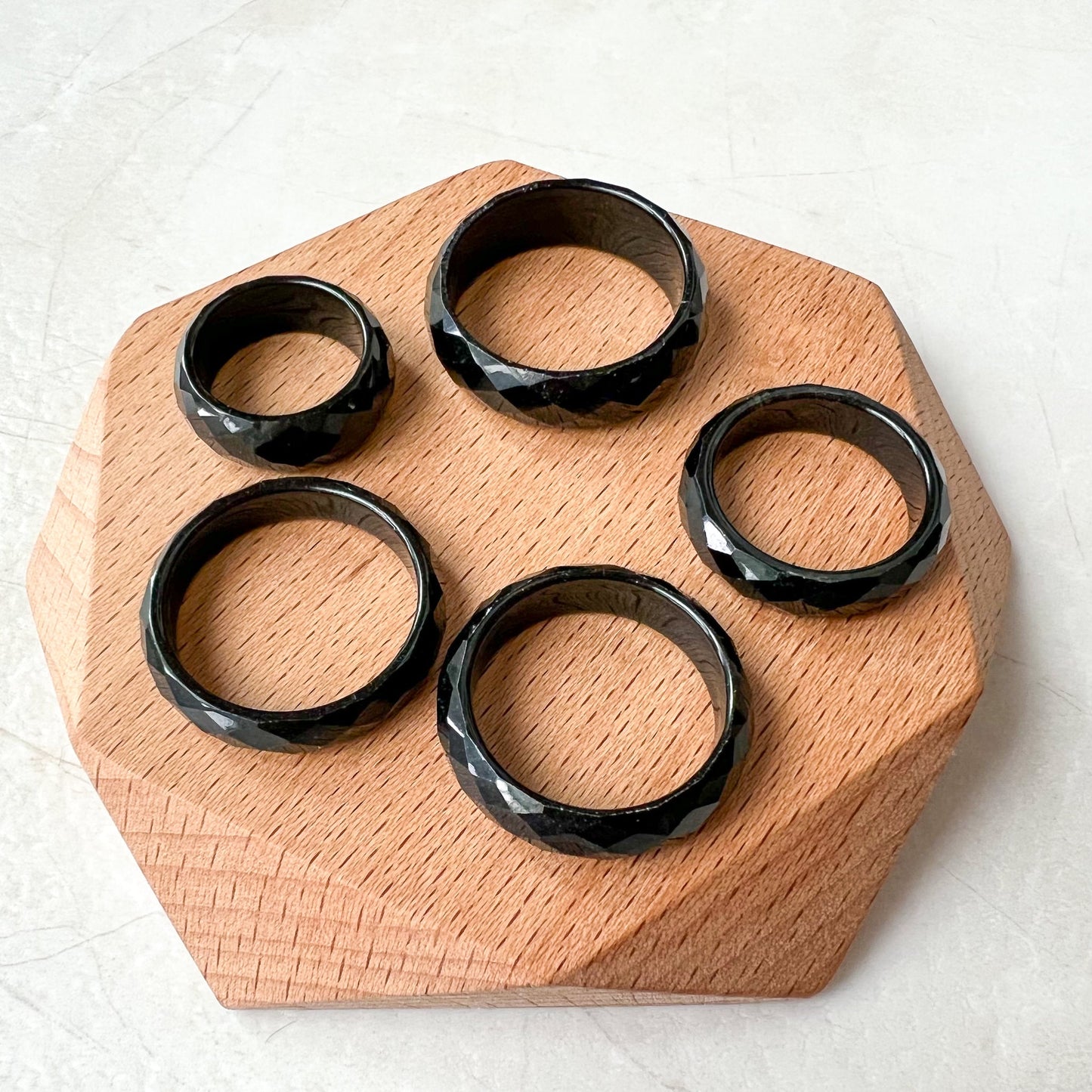 Black Jadeite Jade Ring, Diamond cut ring, Omphacite jadeite jade, LGG-0830-1669863315 - AriaDesignCollection