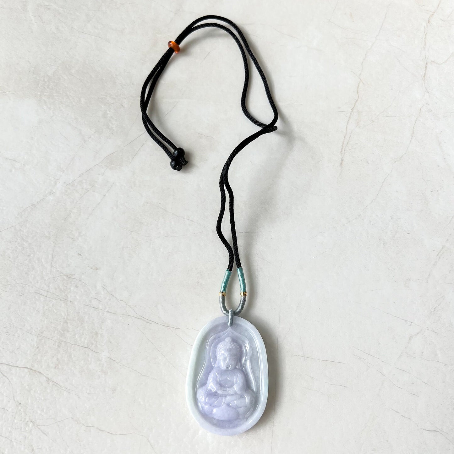 Purple Lavender Jadeite Jade Baby Buddha, Amitabha Amida Jade Necklace, 阿弥, YJ-0322-067823 - AriaDesignCollection