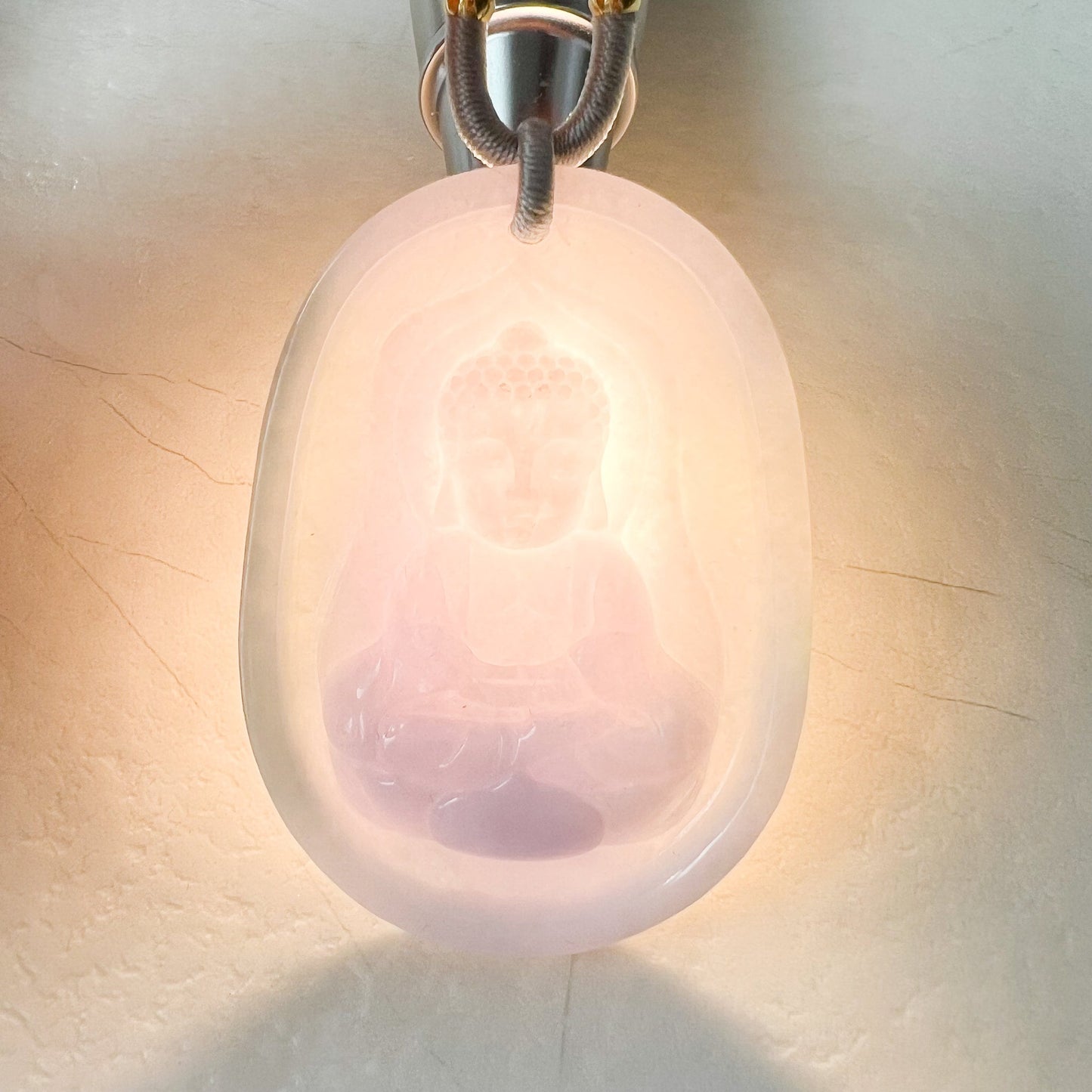 Purple Lavender Jadeite Jade Baby Buddha, Amitabha Amida Jade Necklace, 阿弥, YJ-0322-067823 - AriaDesignCollection