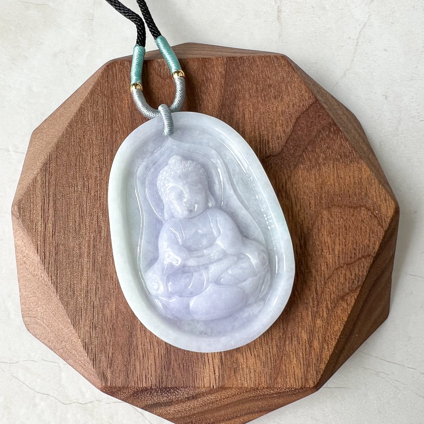 Purple Lavender Jadeite Jade Baby Buddha, Amitabha Amida Jade Necklace, 阿弥, YJ-0322-067823 - AriaDesignCollection