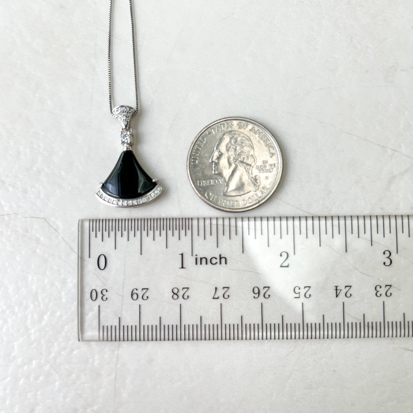 Black Onyx Agate Fan Skirt Sterling Silver Pendant, YS-0622-1668656844 - AriaDesignCollection