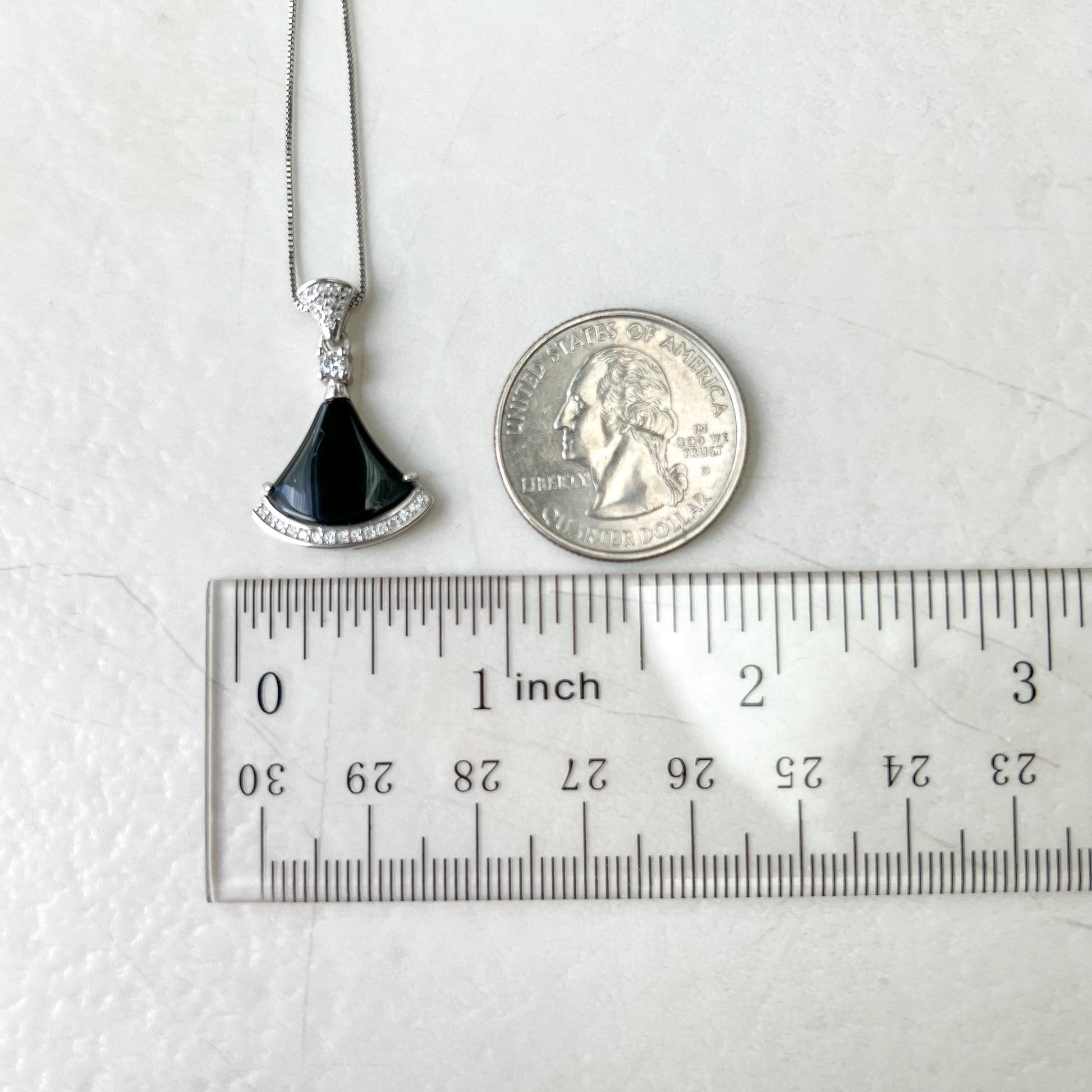 Black Onyx Agate Fan Skirt Sterling Silver Pendant, YS-0622-1668656844 - AriaDesignCollection
