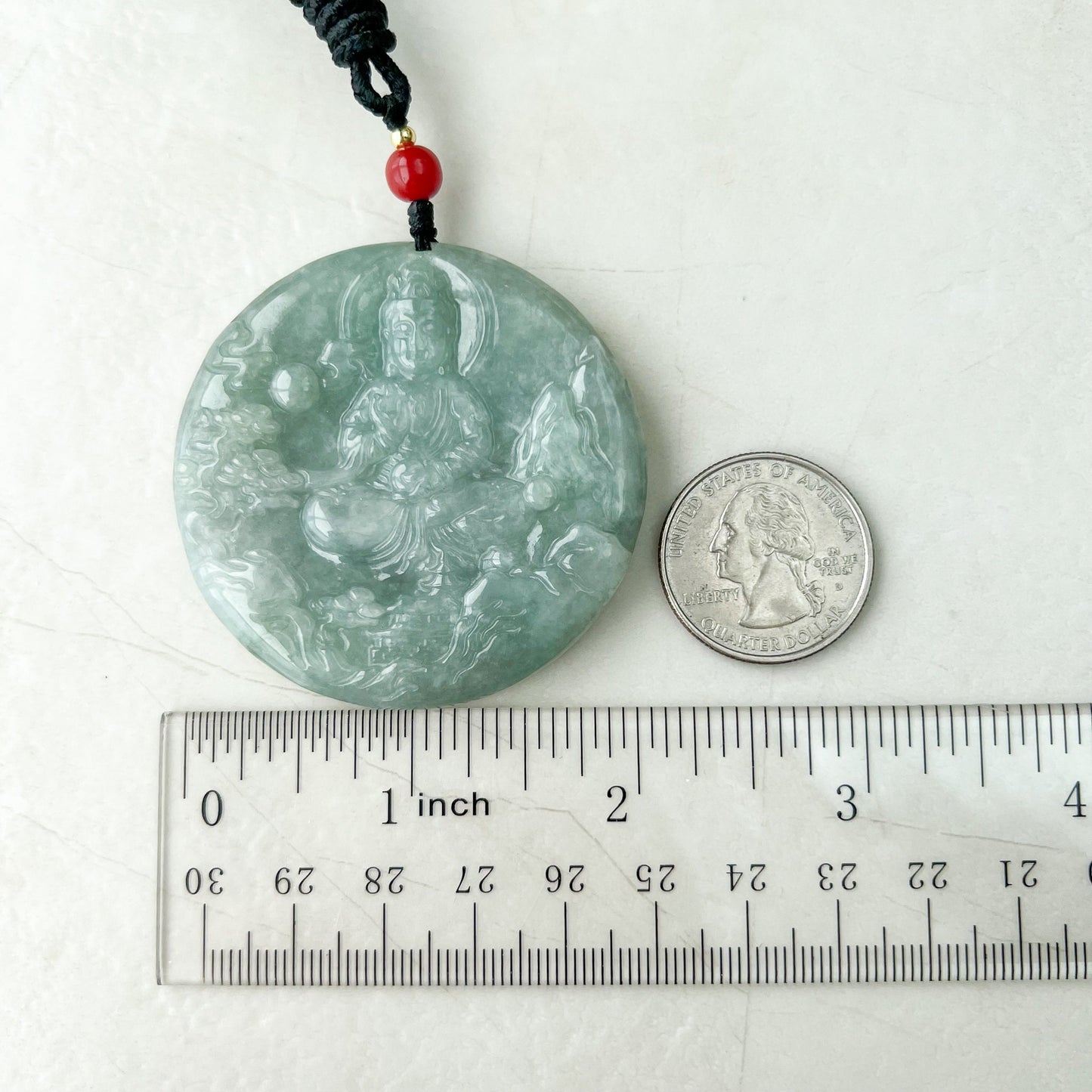 Jadeite Jade Guan Yin Mountain Landscape Avalokiteshvara, Quan Am, 观音, Hand Carved Pendant Necklace, YJ-0622-1668988969 - AriaDesignCollection
