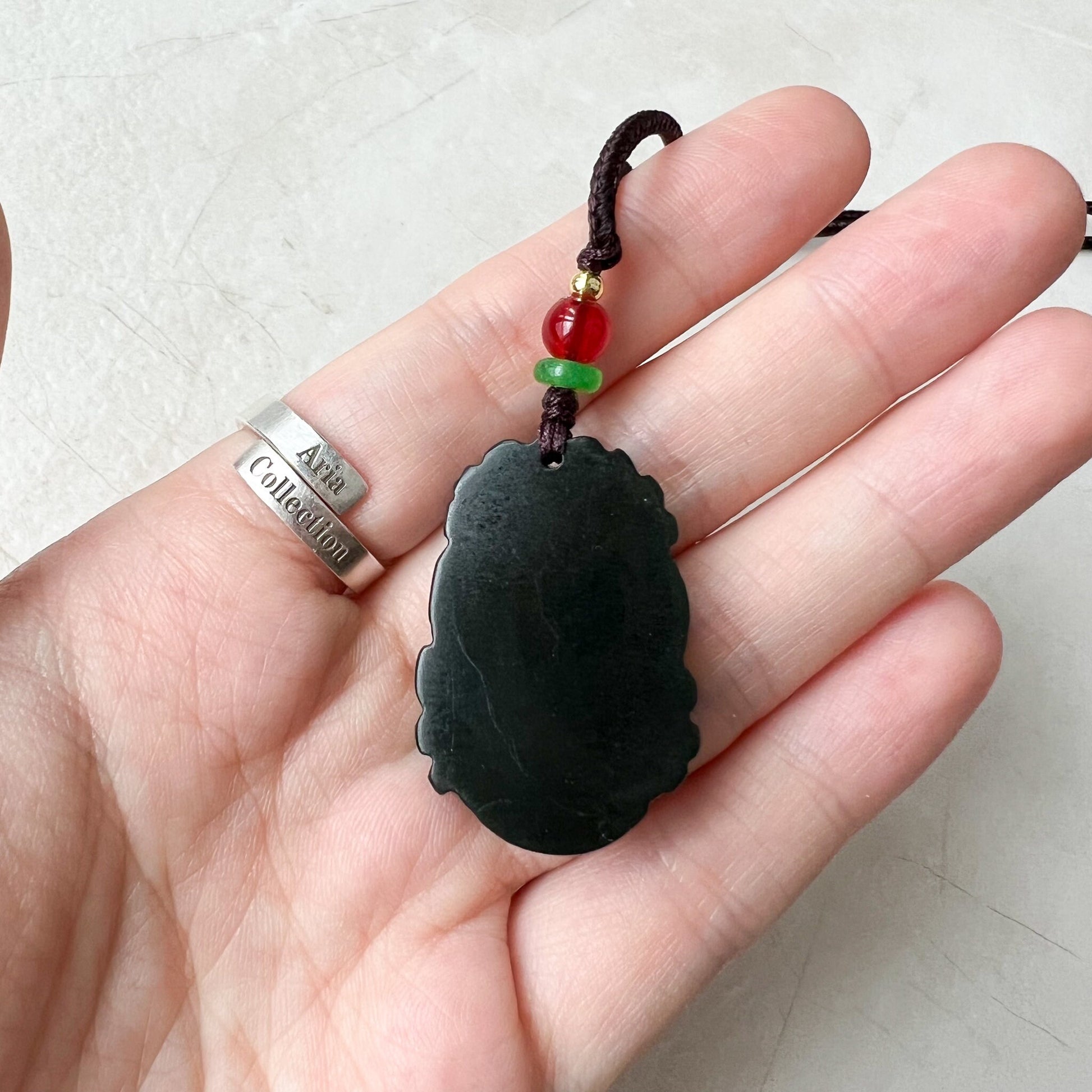 Nephrite Jade Pig Boar Chinese Zodiac Carved Pendant Necklace, RM-1221-1670749629 - AriaDesignCollection