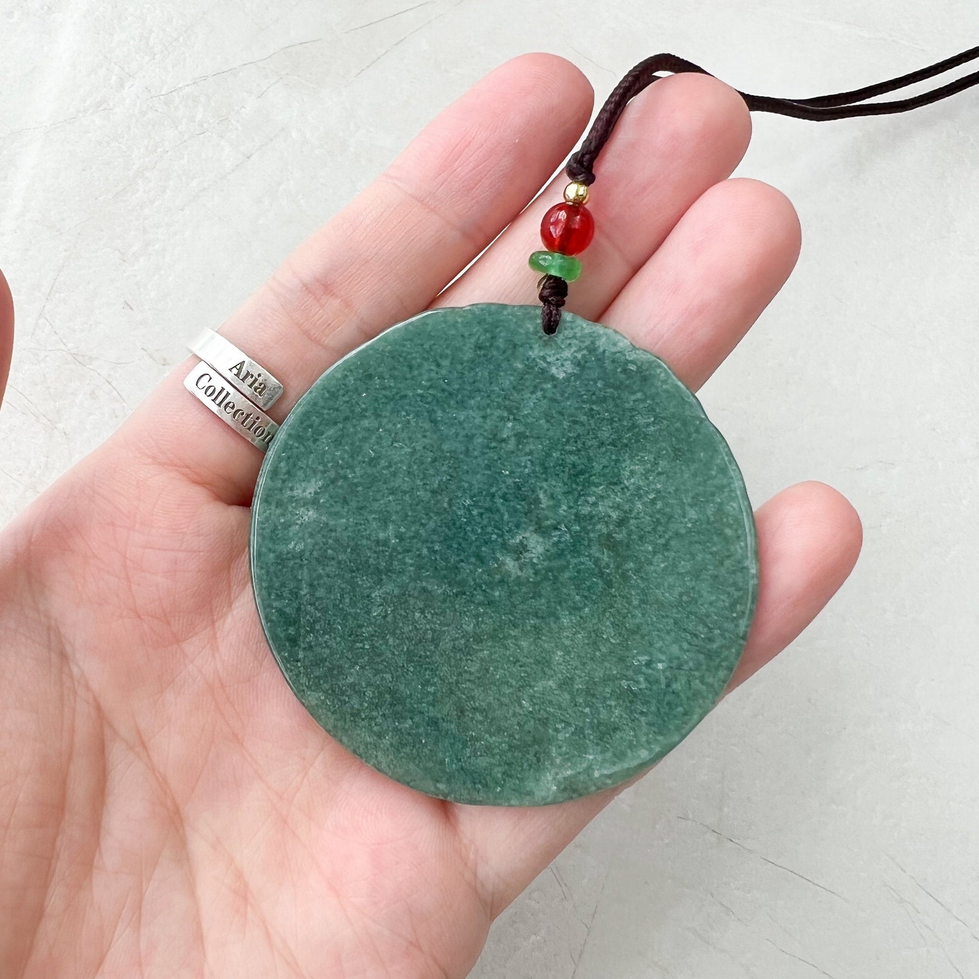 Jadeite Jade Chinese Luck "Fu" 福  Fortune Pendant Carved Necklace, SHWQ-1022-1669599121 - AriaDesignCollection