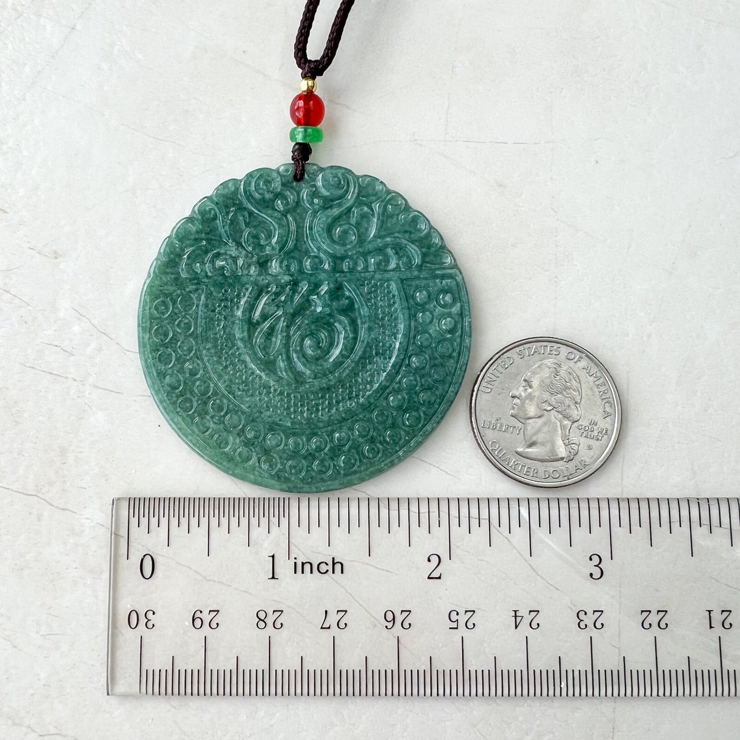 Jadeite Jade Chinese Luck "Fu" 福 Fortune Pendant Carved Necklace, SHWQ-1022-1669599121 - AriaDesignCollection