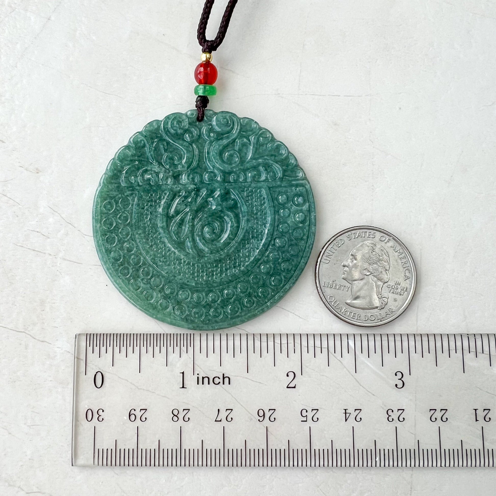 Jadeite Jade Chinese Luck "Fu" 福  Fortune Pendant Carved Necklace, SHWQ-1022-1669599121 - AriaDesignCollection