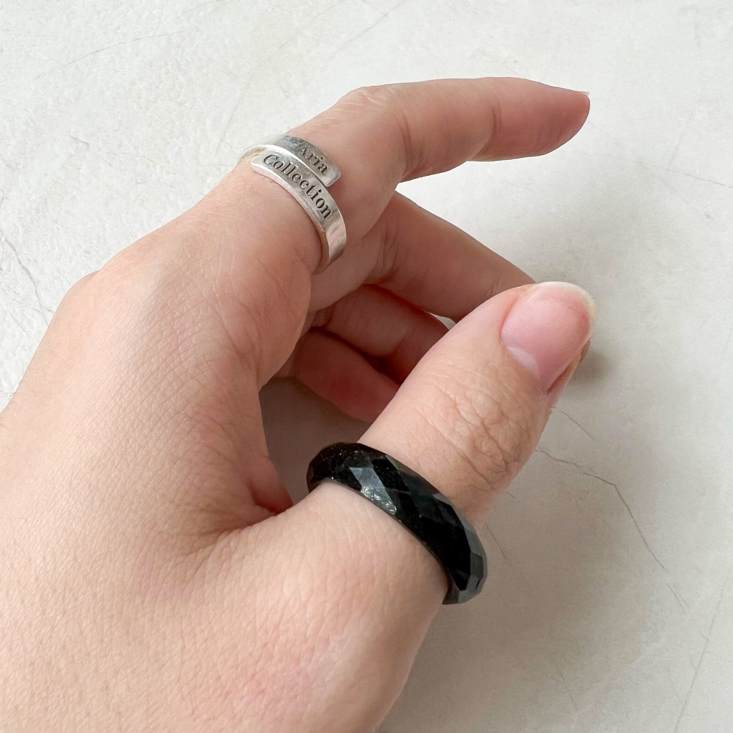 Black Jadeite Jade Ring, Diamond cut ring, Omphacite jadeite jade, LGG-0830-1669863315 - AriaDesignCollection