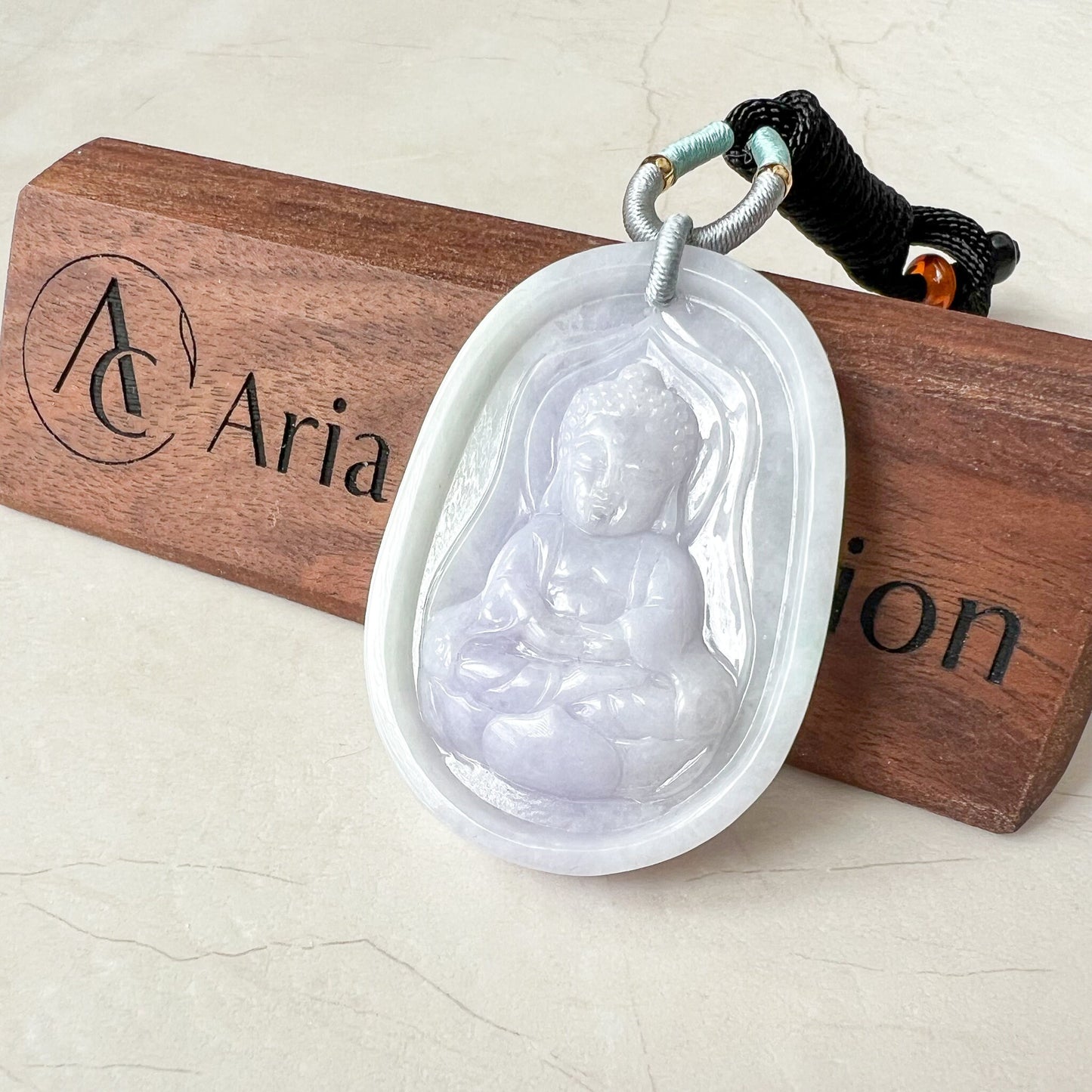Purple Lavender Jadeite Jade Baby Buddha, Amitabha Amida Jade Necklace, 阿弥, YJ-0322-067823 - AriaDesignCollection