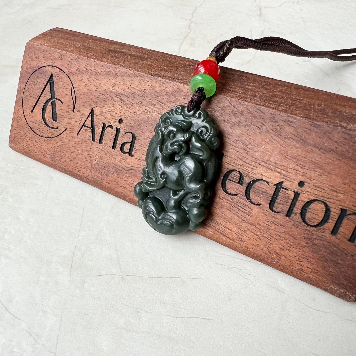 Nephrite Jade Dog Chinese Zodiac Hand Carved Pendant Necklace, RM-1221-1670750381 - AriaDesignCollection