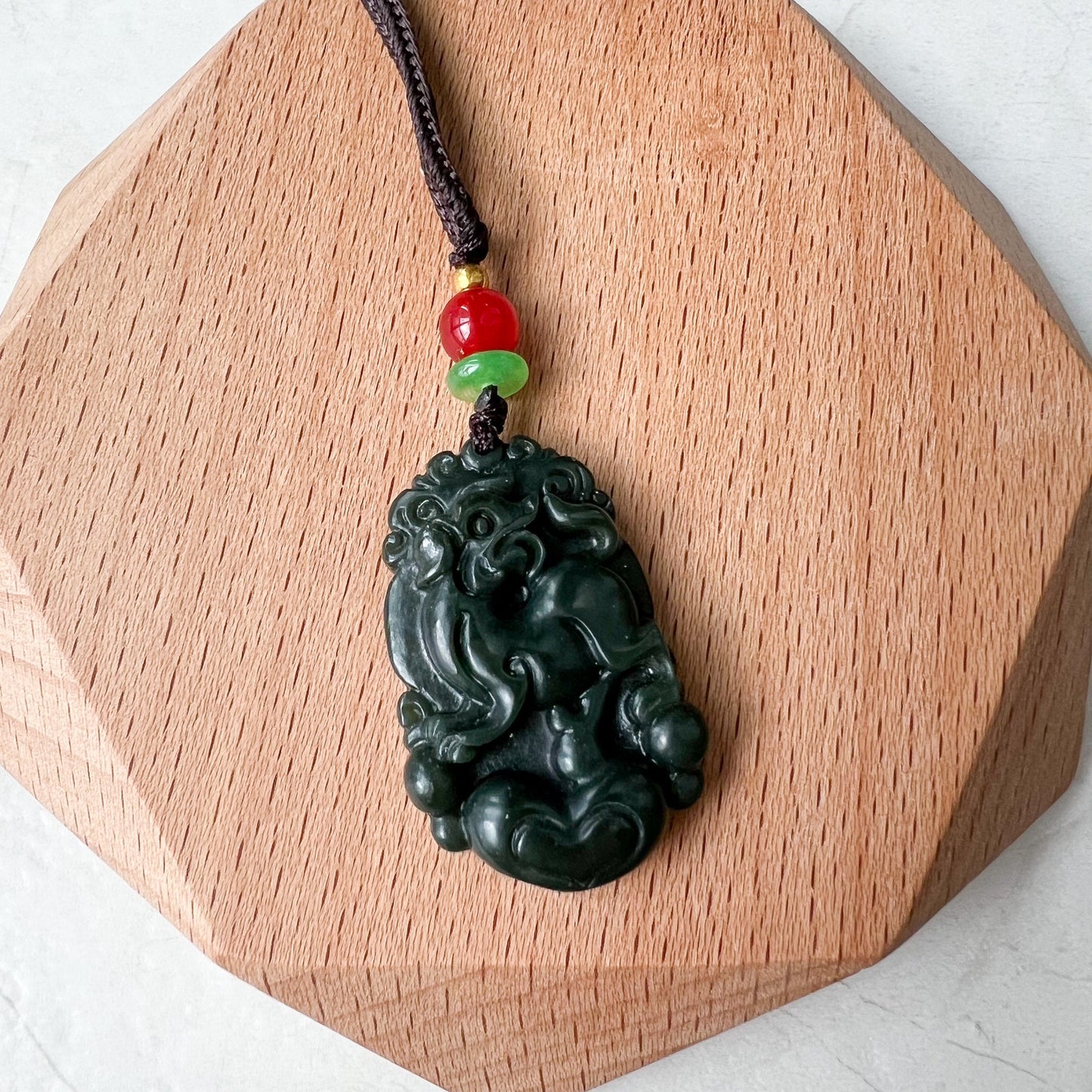 Nephrite Jade Dog Chinese Zodiac Hand Carved Pendant Necklace, RM-1221-1670750381 - AriaDesignCollection