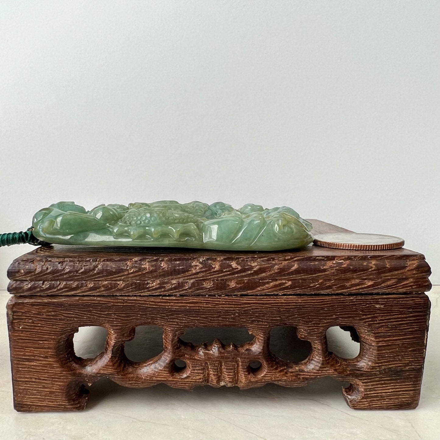 Very Large Jadeite Jade Vairocana Buddha Da Ri Ru Lai and Dragon, Đại Nhật Như Lai, 大日如来, Carved Pendant Necklace, YJ-0422-0403326