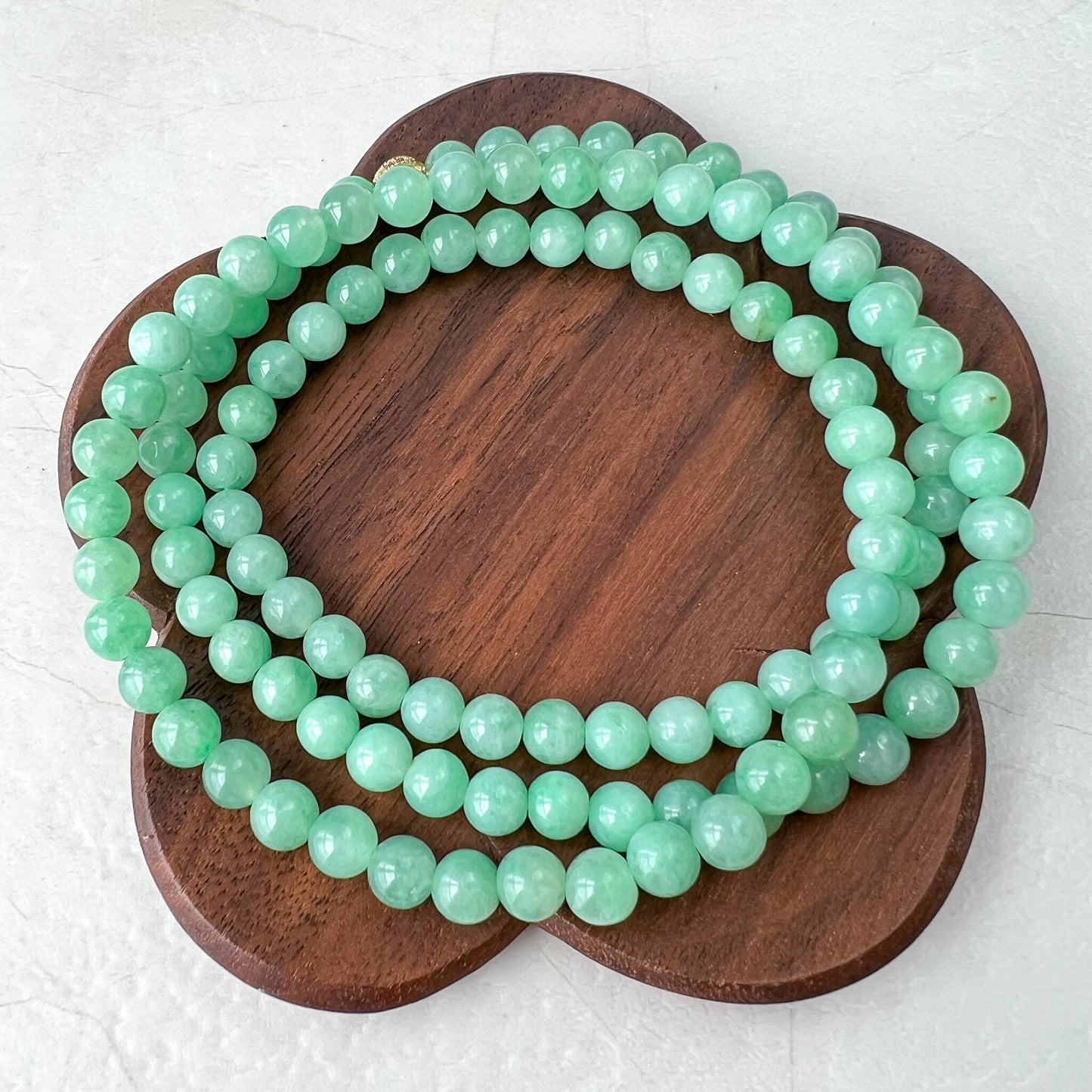 5.5 mm Small Very Green Jadeite Jade Wrapped Bead Bracelet/Necklace, XNZ-0822-1673671788