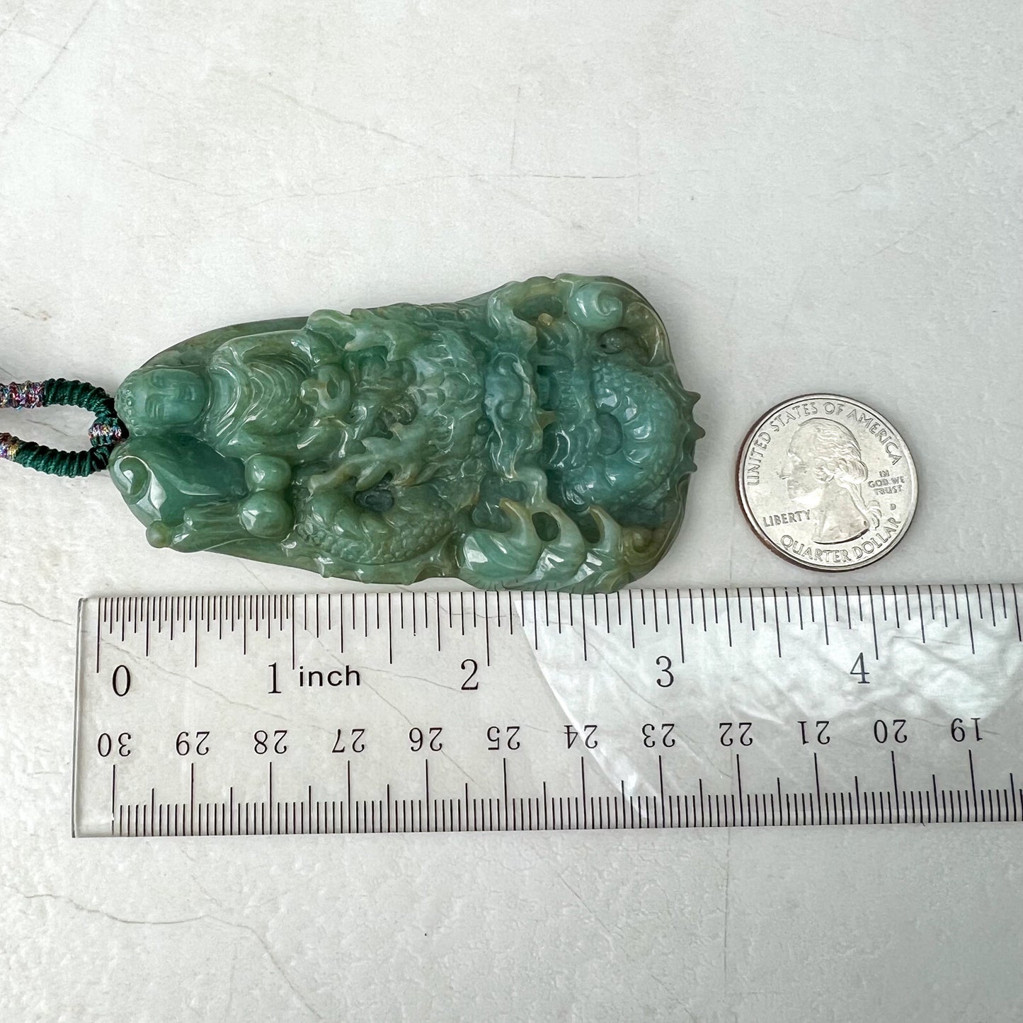 Very Large Jadeite Jade Vairocana Buddha Da Ri Ru Lai and Dragon, Đại Nhật Như Lai, 大日如来, Carved Pendant Necklace, YJ-0422-0403326