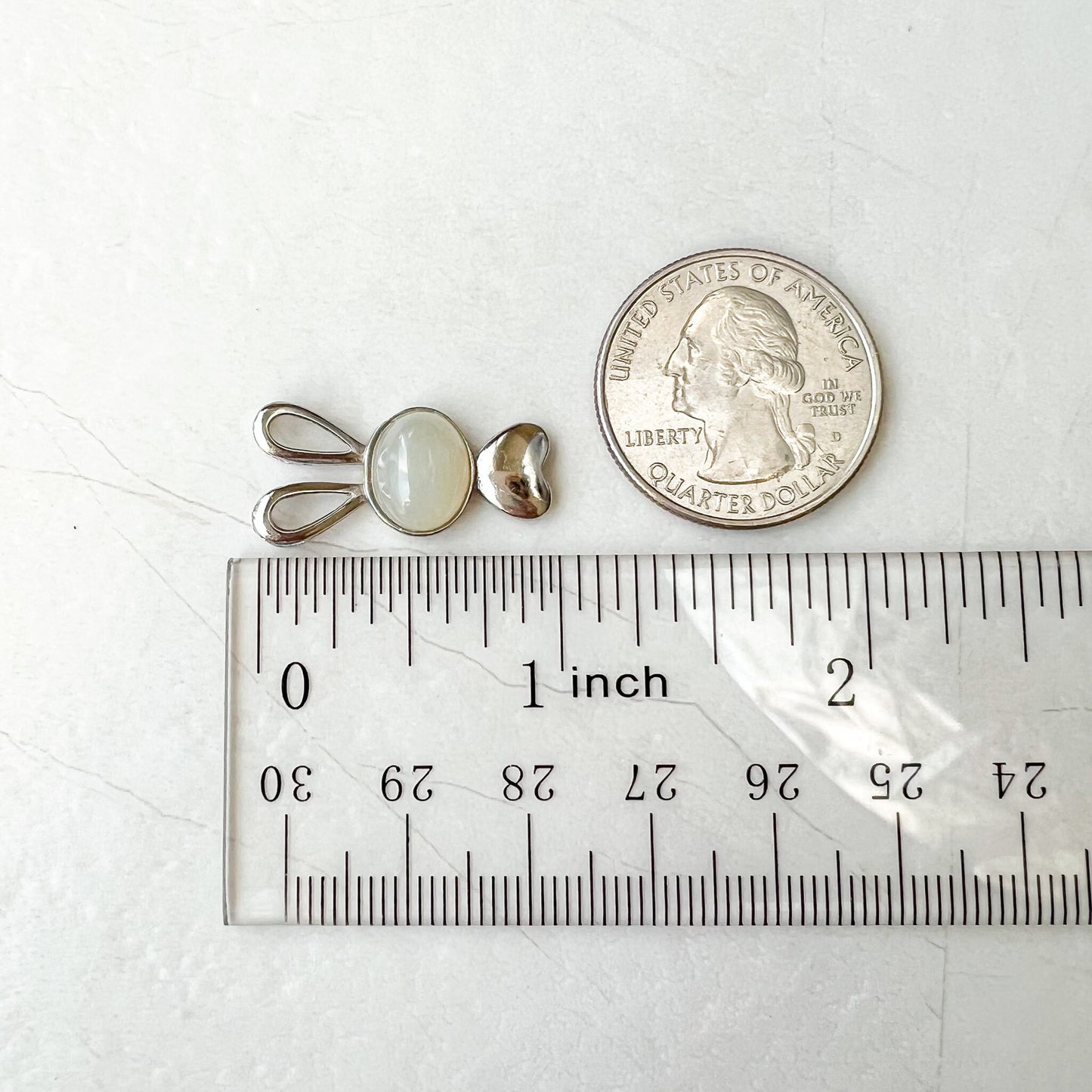 Small White Nephrite Jade Rabbit Pendant with Sterling Silver, HST-0622-1674960559