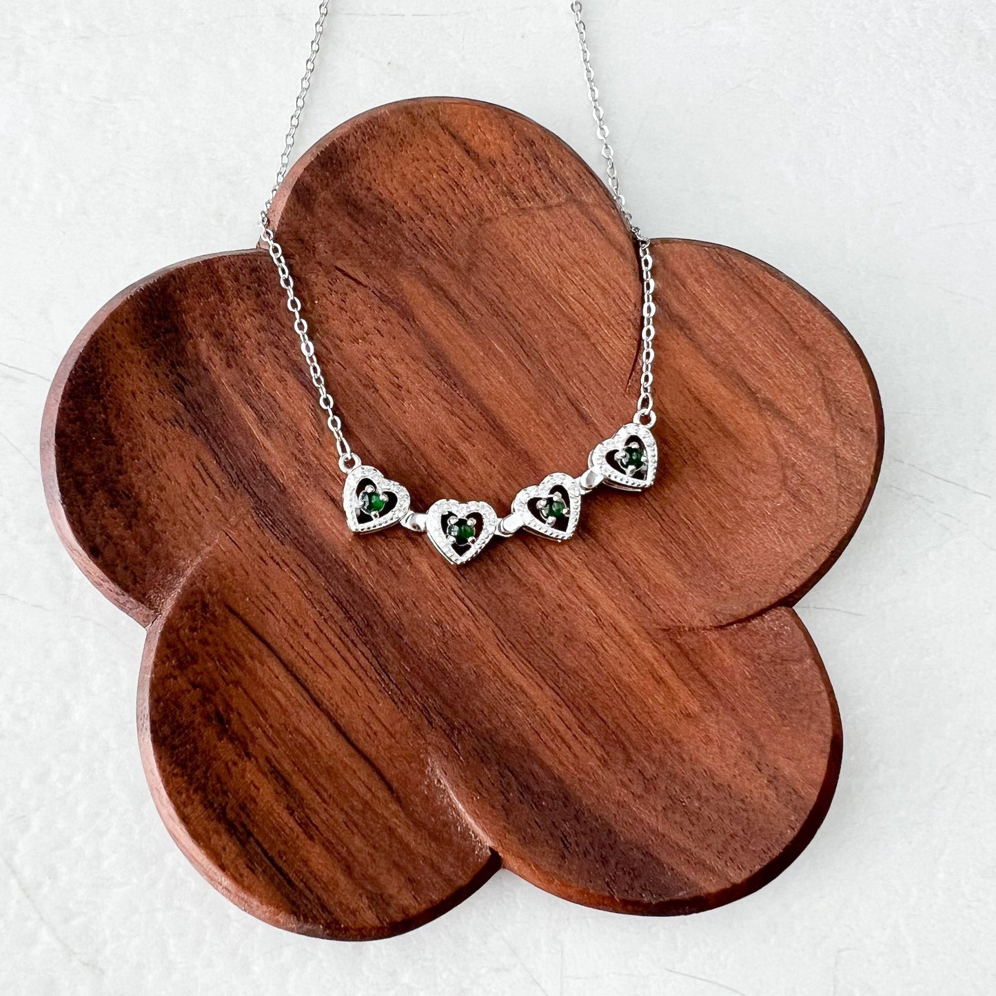 Green Four Leaf Clover Transform Jadeite Jade Sterling Silver Pendant, YZ-0422-0062801