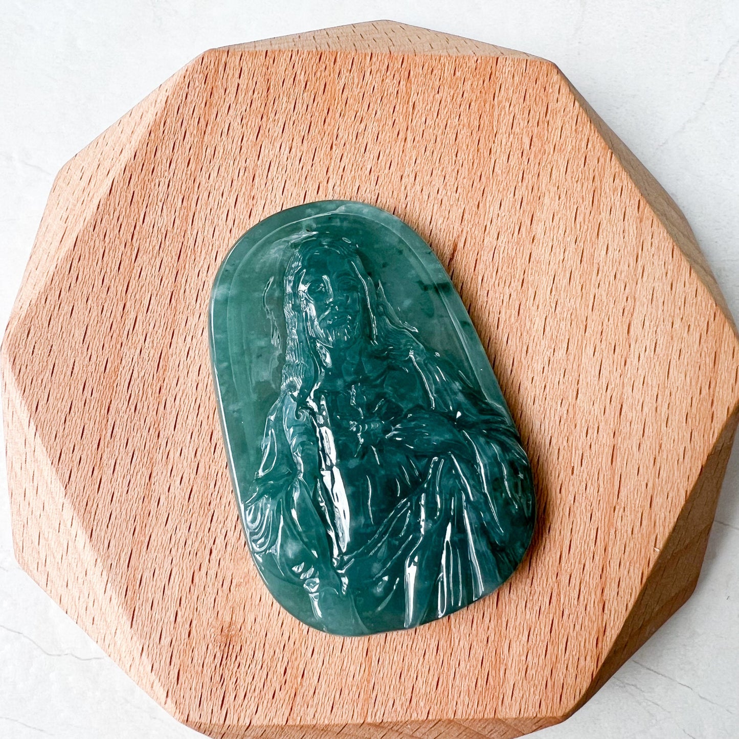 Jadeite Jade Jesus Christ, Blue Green Jade, Christian Necklace, Hand Carved Necklace, XZ-1221-1675650036
