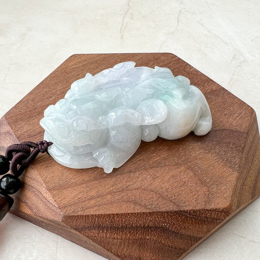 Jadeite Jade Dragon Pixiu Dragon Chinese Hand Carved Statue, Figurine, Display, Decoration, Light Purple Green Jade, YGR-0722-1675352786