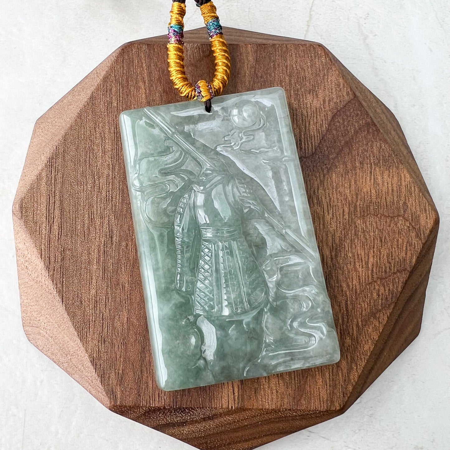 Green Jadeite Jade Monkey King, 孙悟空, Dragon Chinese Zodiac Carved Pendant Necklace, YJ-0722-1675369575