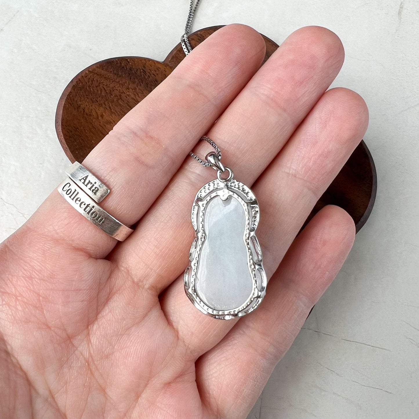 Jade Guan Yin, Kwan Yin, Avalokitesvara, 观音, Hand Carved Sterling Silver, White & light green jade Pendant Necklace, YS-0722-1676931139