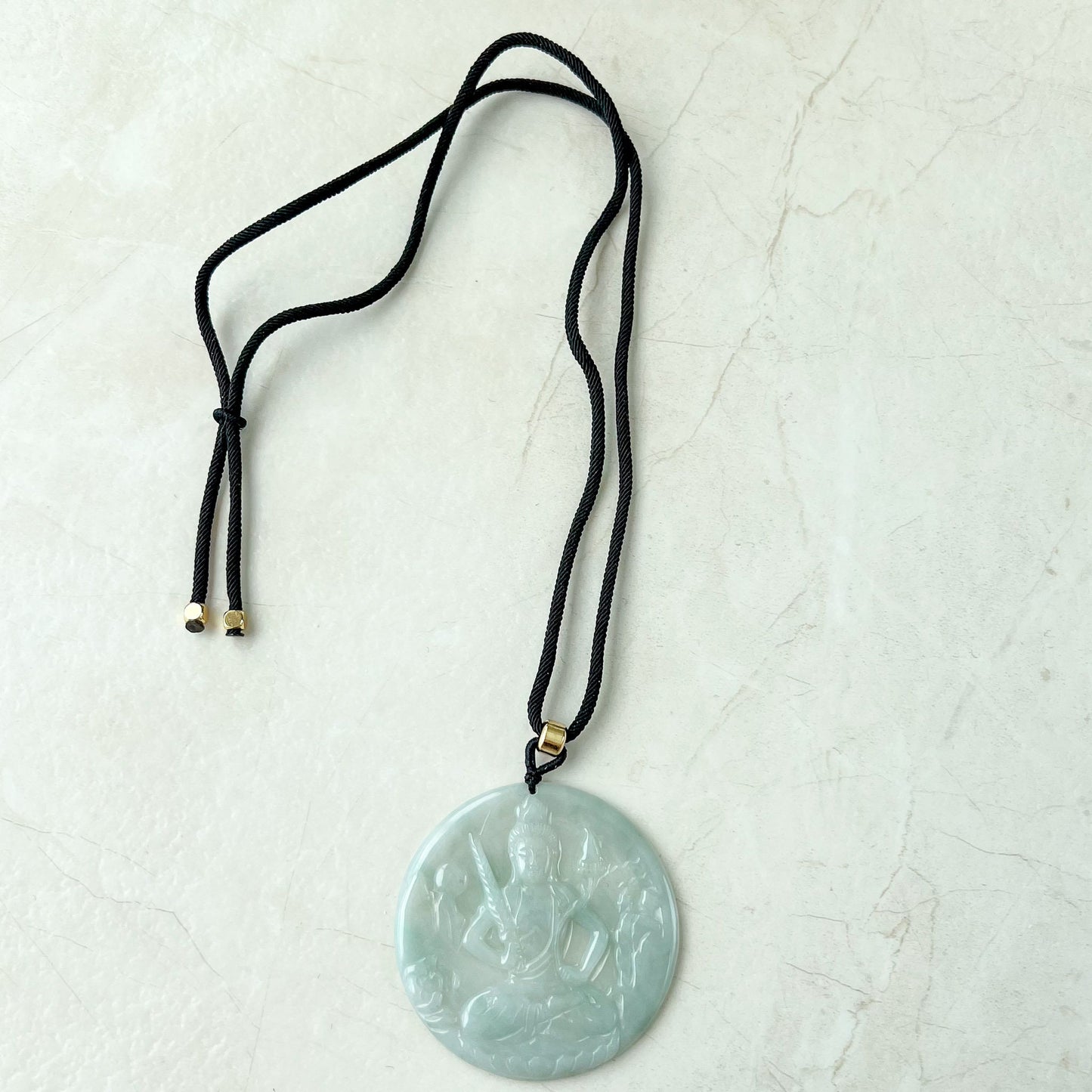 Jadeite Jade Akasagarbha Buddha, Xu Kong Zang, bodhisattva, Hư Không Tạng Bồ Tát, 虚空藏菩萨, Hand Carved Pendant Necklace, YJ-0522-0424652