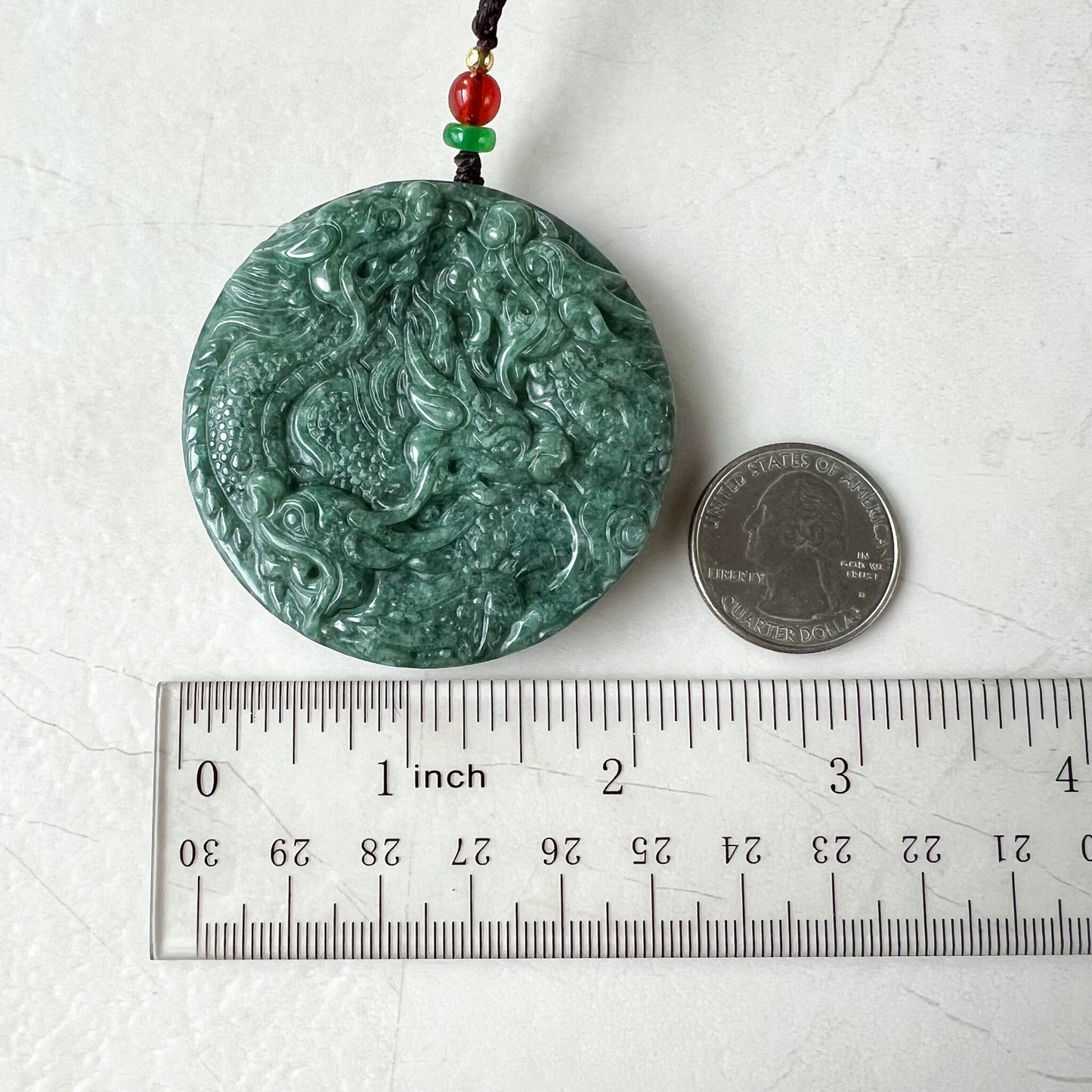 Large Green Jade 9 Dragon Jadeite Jade Chinese Zodiac Hand Carved Pendant Necklace, YJ-1022-0068798
