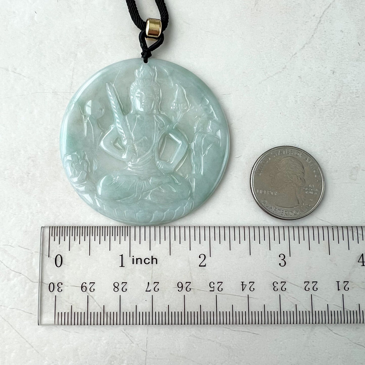 Jadeite Jade Akasagarbha Buddha, Xu Kong Zang, bodhisattva, Hư Không Tạng Bồ Tát, 虚空藏菩萨, Hand Carved Pendant Necklace, YJ-0522-0424652