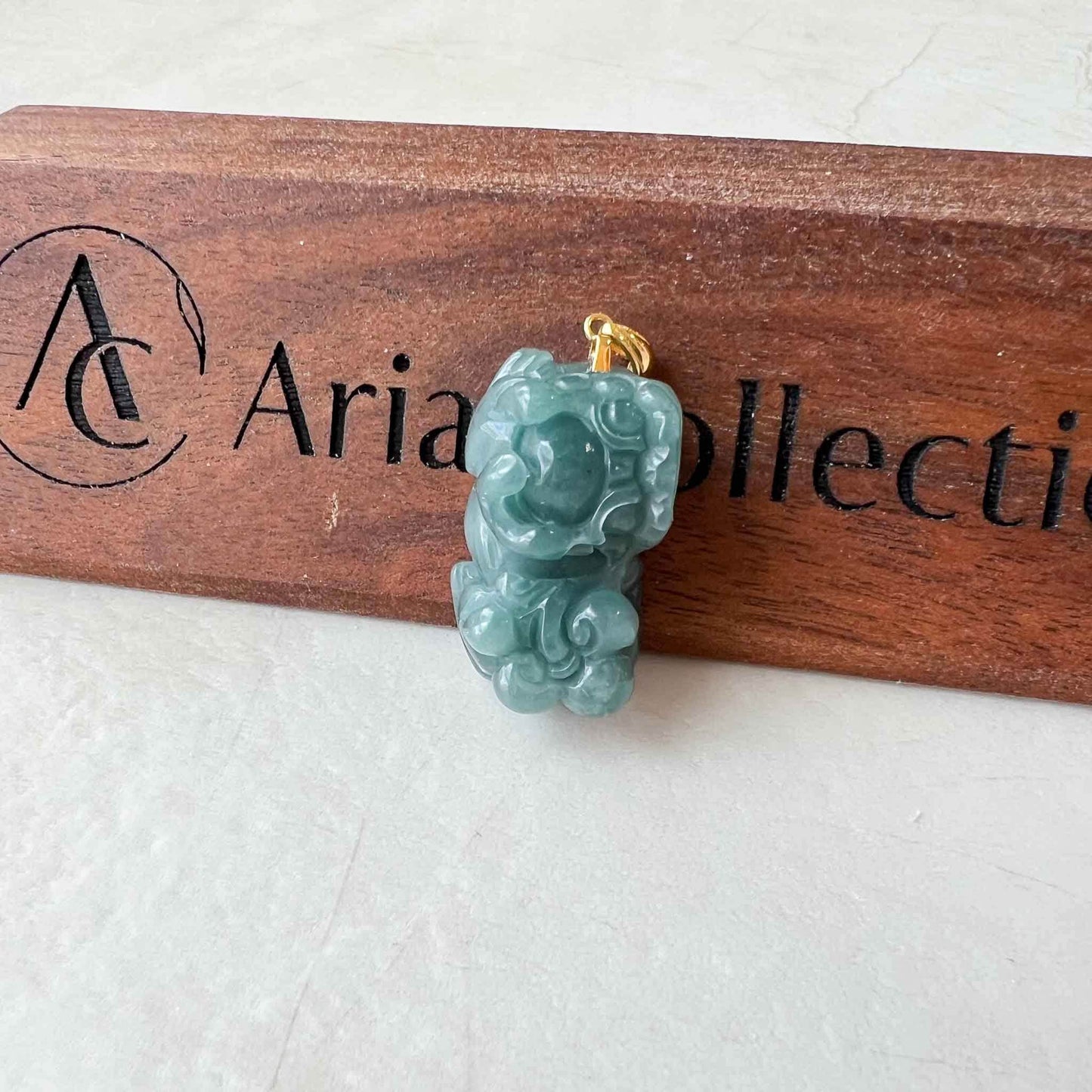 Blue Green Jadeite Jade Dragon Pixiu Pi Xiu, 18k Gold Bail, 貔貅, Dragon Chinese Carved Pendant, SHWQ-0423-1682209877
