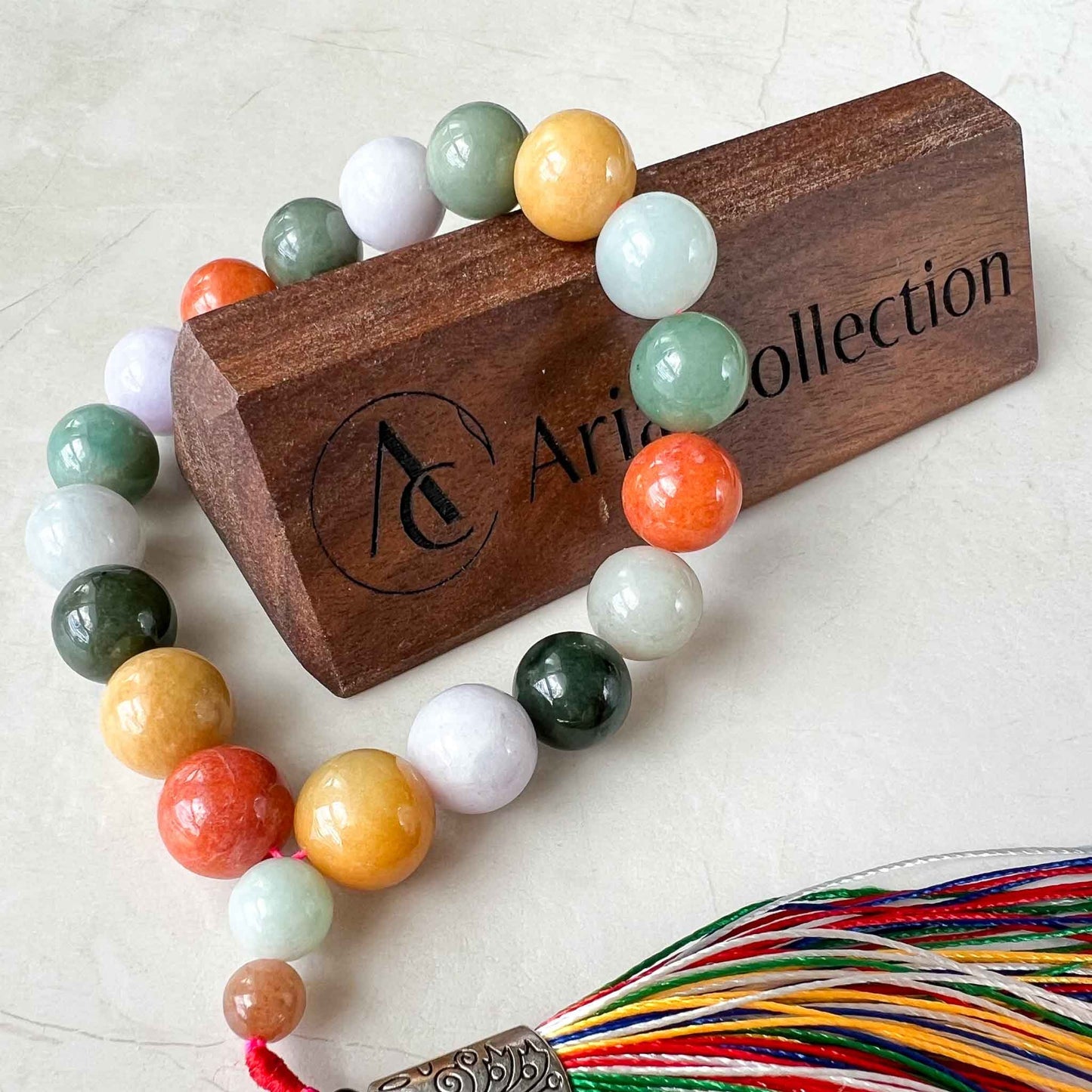 13 mm Multi-color Green Yellow Red Purple Jadeite Jade Mala Prayer Beads Bracelet - NOT ELASTIC, XNZ-1022-1681761902