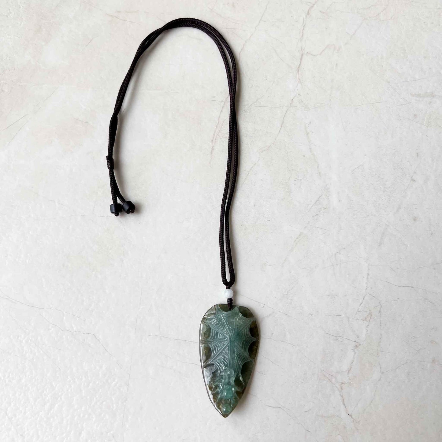 Jadeite Jade Spider Jade Pendant Necklace, Spiderweb Leaf Jade Pendant, YJ-1022-0064627