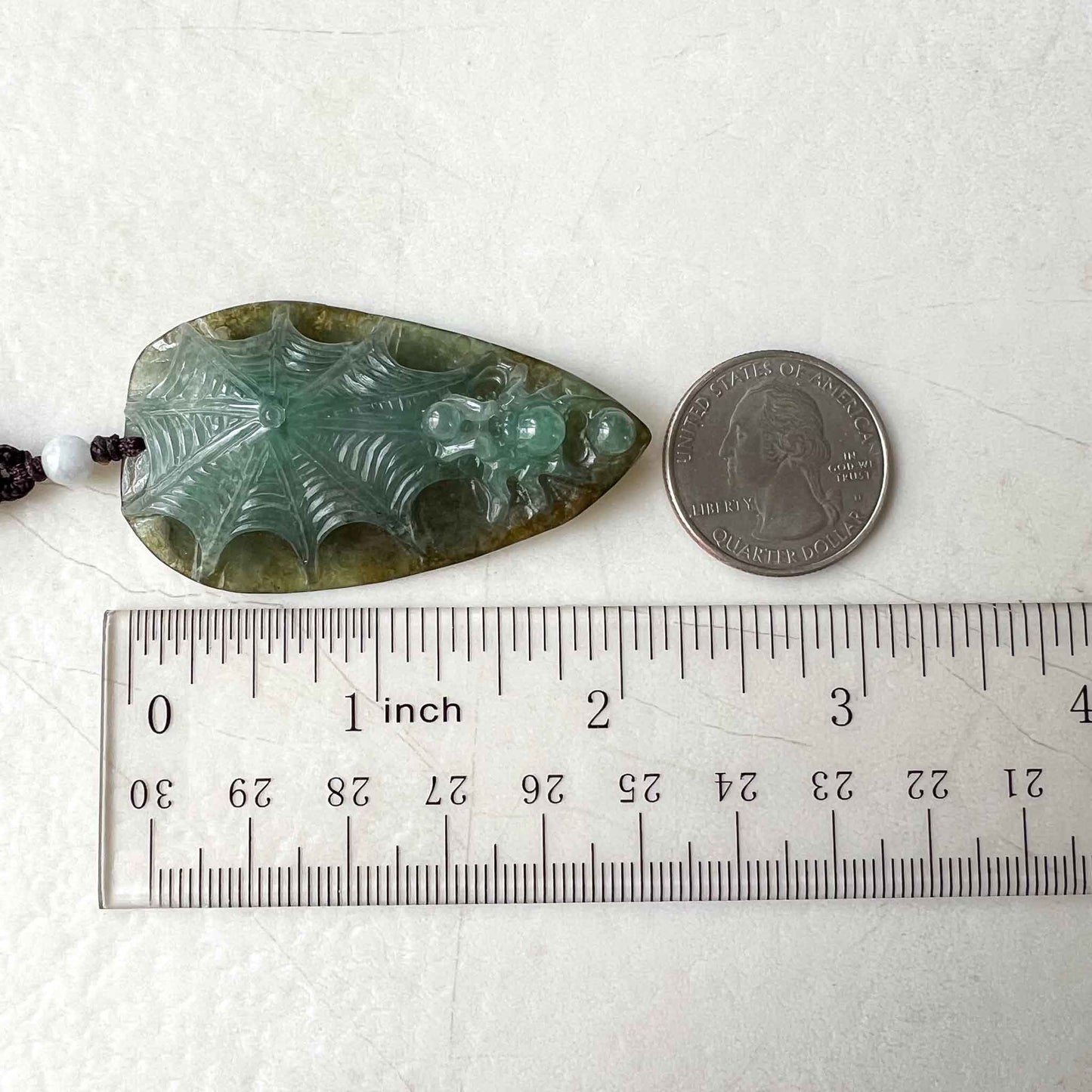 Jadeite Jade Spider Jade Pendant Necklace, Spiderweb Leaf Jade Pendant, YJ-1022-0064627