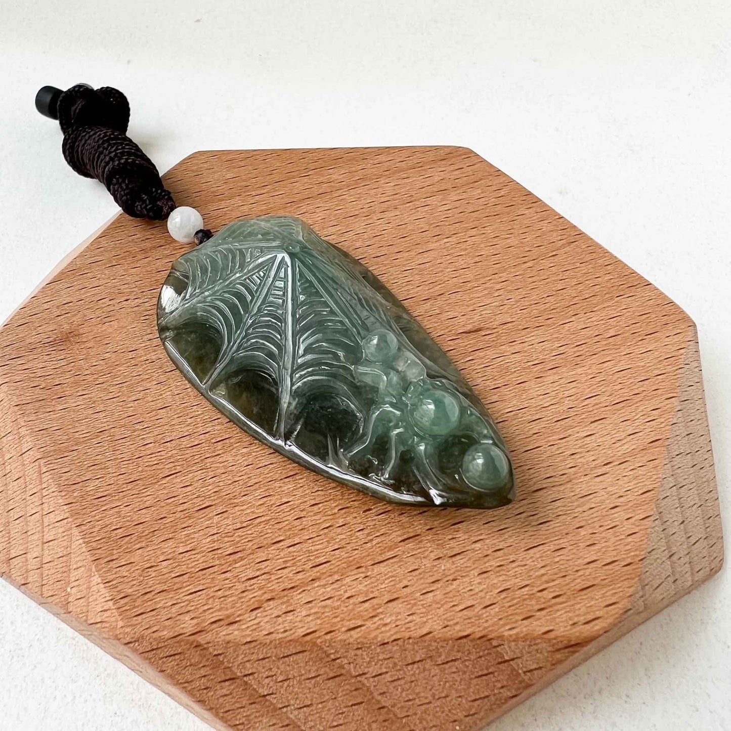 Jadeite Jade Spider Jade Pendant Necklace, Spiderweb Leaf Jade Pendant, YJ-1022-0064627