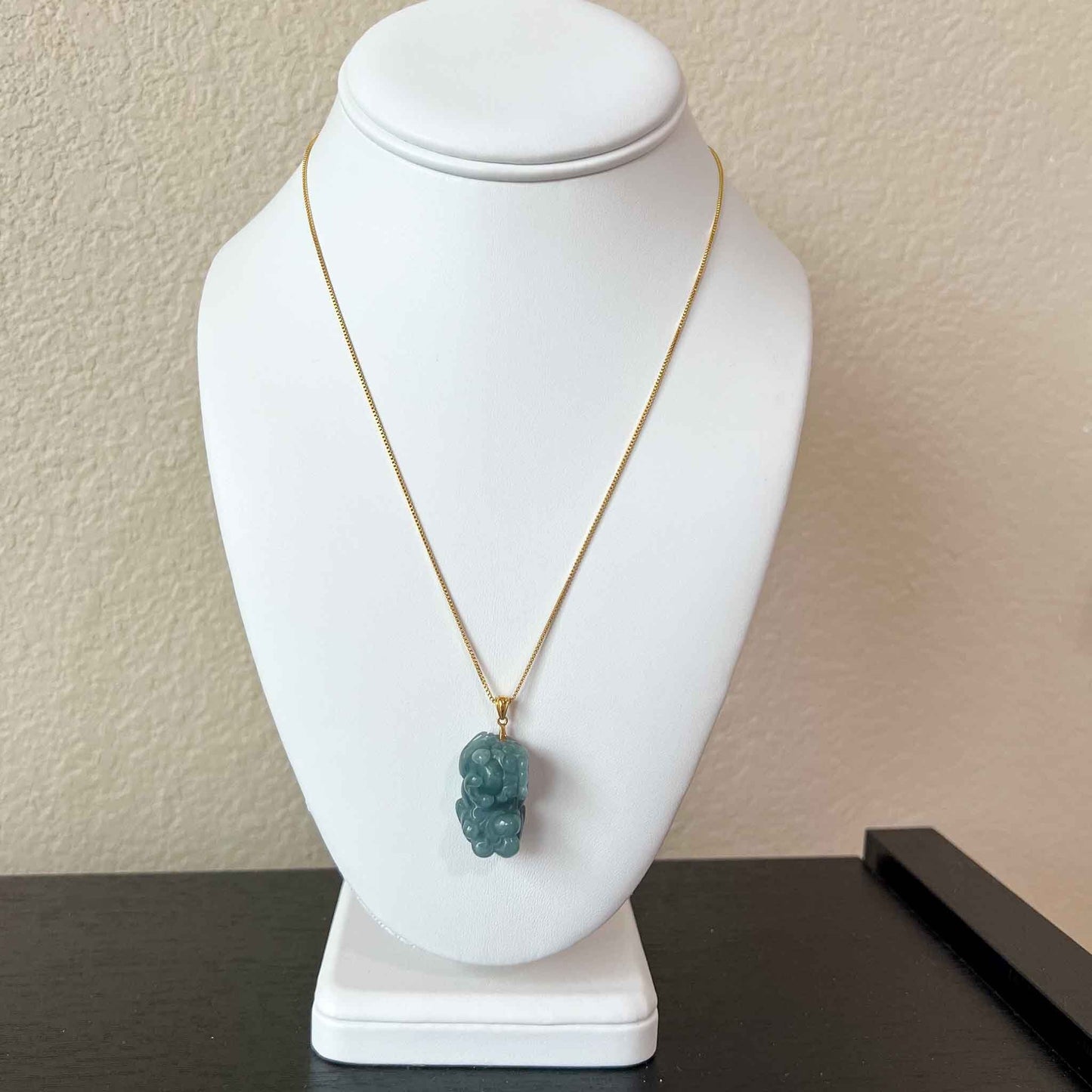 Blue Green Jadeite Jade Dragon Pixiu Pi Xiu, 18k Gold Bail, 貔貅, Dragon Chinese Carved Pendant, SHWQ-0423-1682209877
