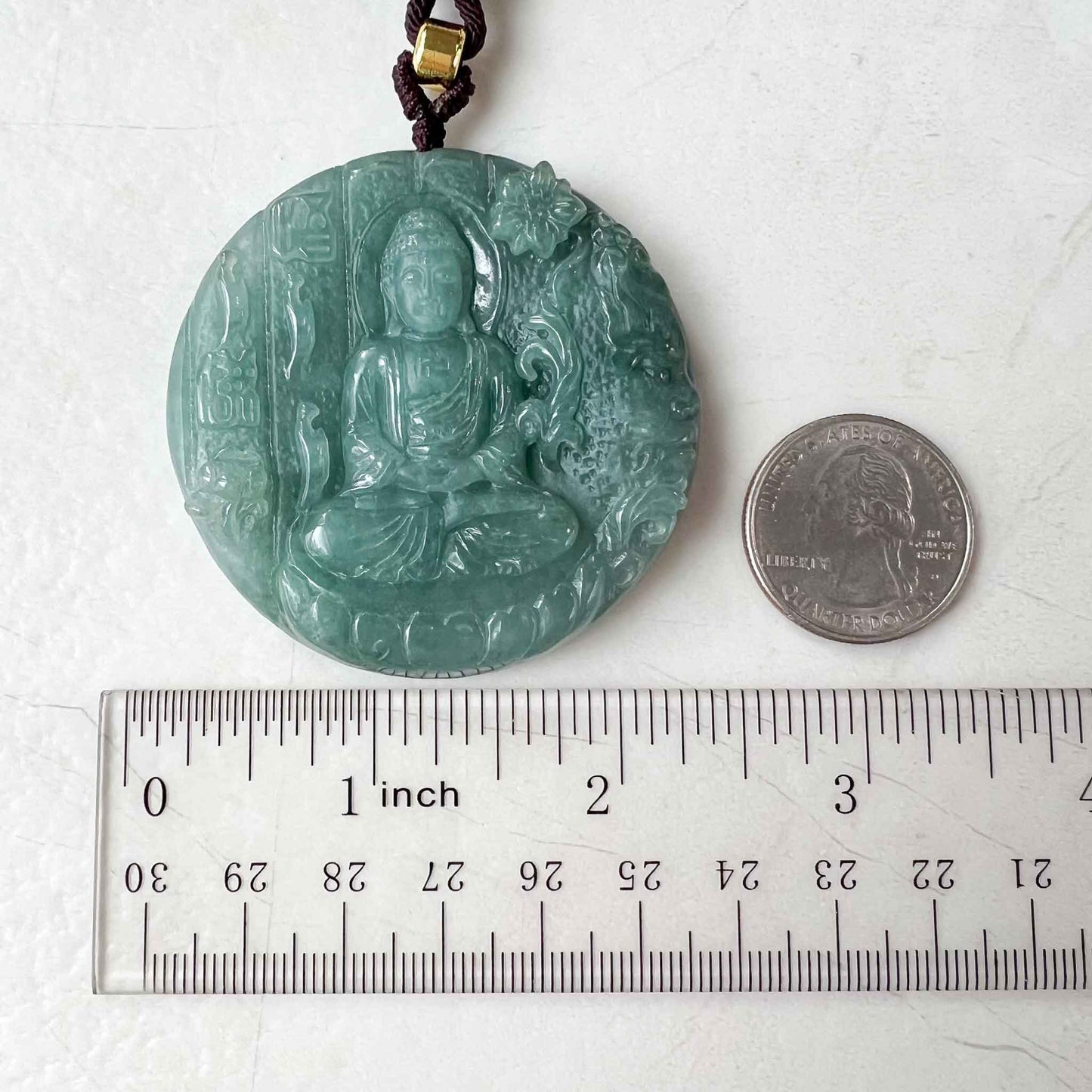 Jadeite Jade Vairocana Buddha with Demon Face, Da Ri Ru Lai, Đại Nhật Như Lai, 大日如来, Hand Carved Jade Pendant Necklace, YJ-1022-0064614