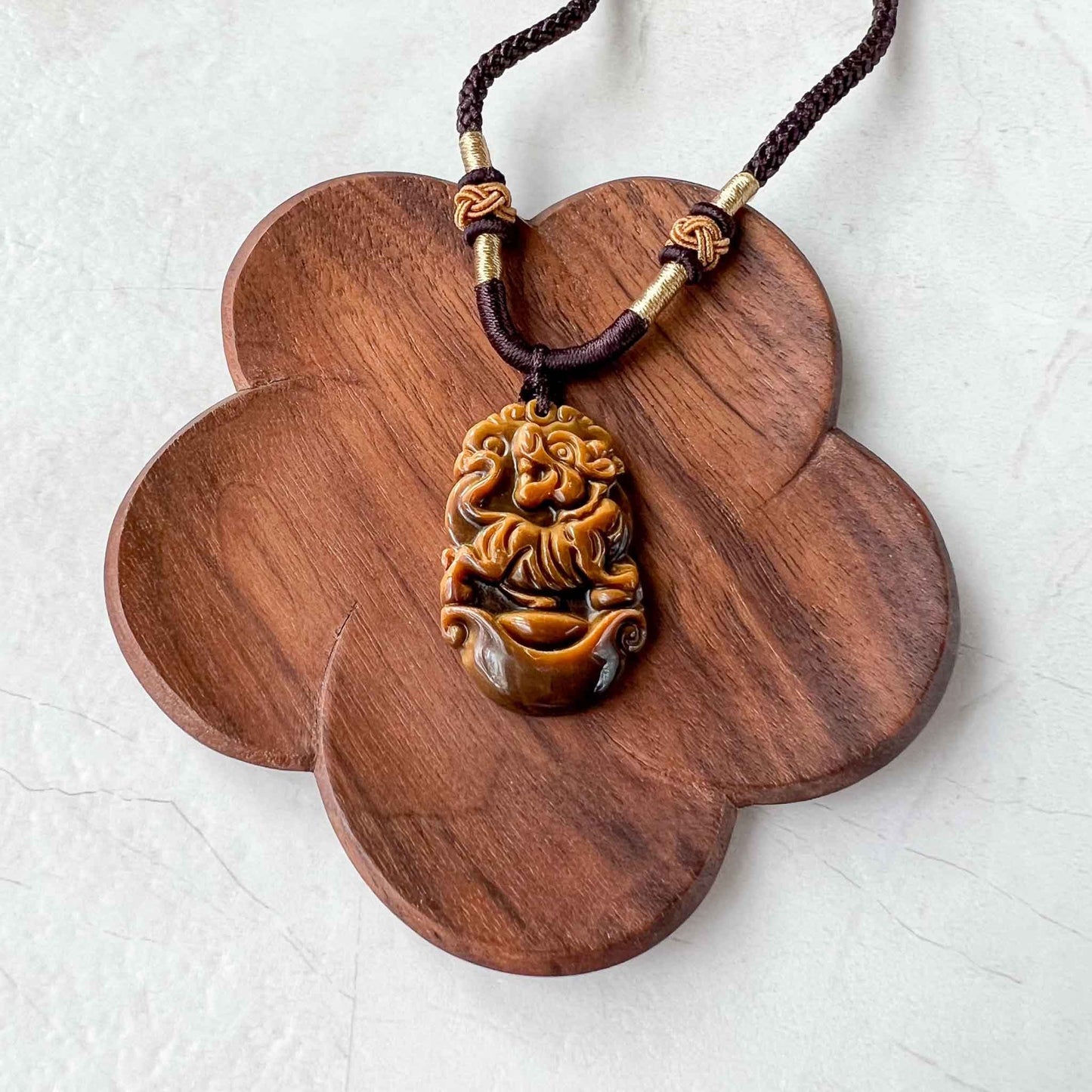 Tiger Eye Tiger Chinese Zodiac Carved Pendant Necklace, YW-0110-1685929076