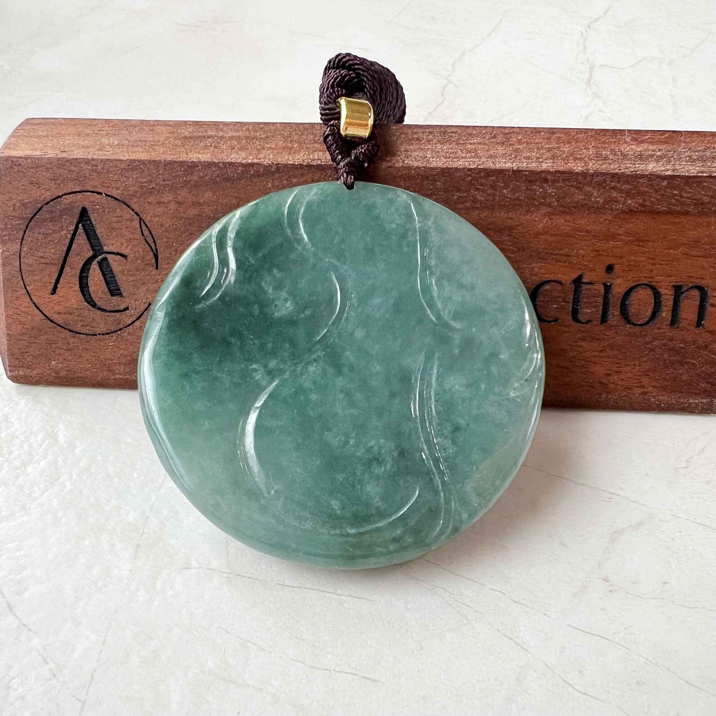 Jadeite Jade Vairocana Buddha with Demon Face, Da Ri Ru Lai, Đại Nhật Như Lai, 大日如来, Hand Carved Jade Pendant Necklace, YJ-1022-0064614