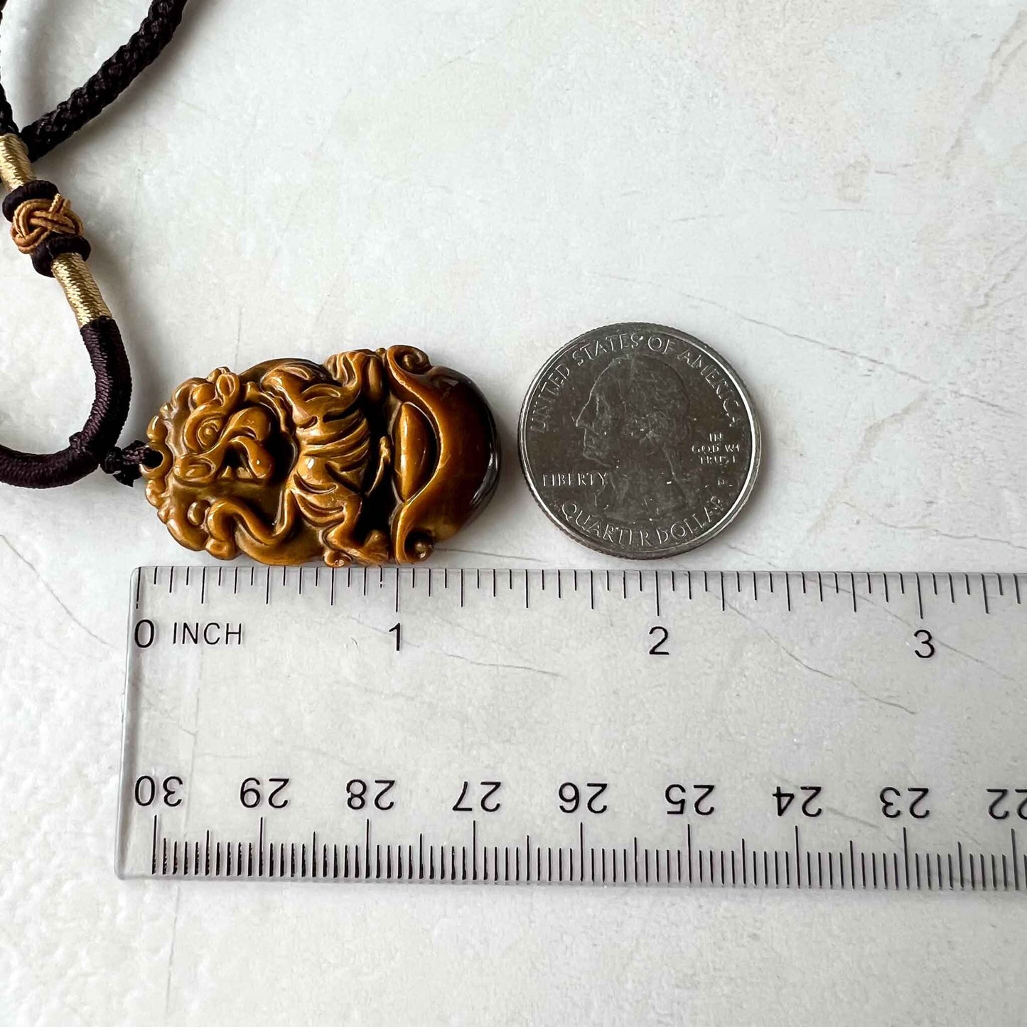 Tiger Eye Tiger Chinese Zodiac Carved Pendant Necklace, YW-0110-1685929076
