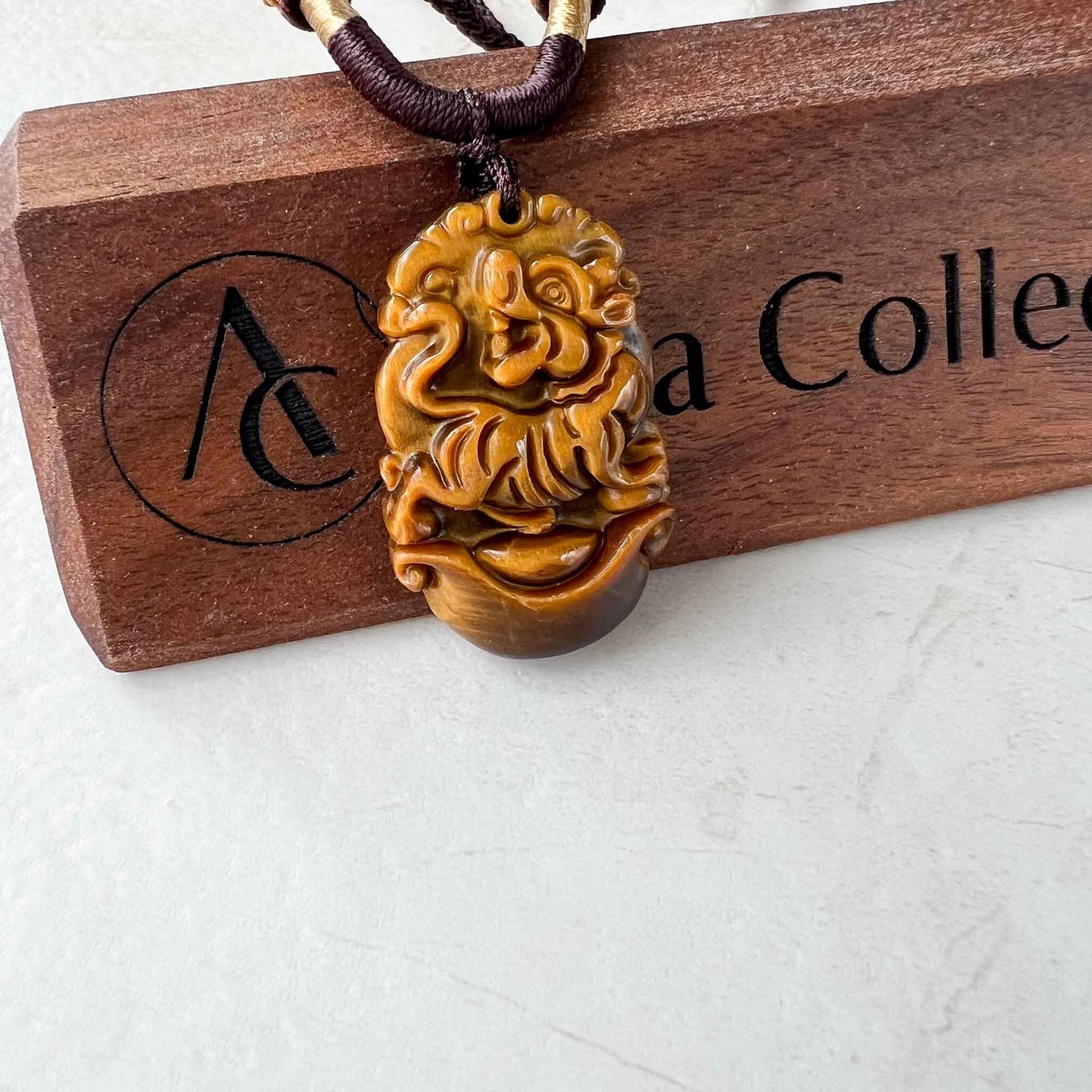 Tiger Eye Tiger Chinese Zodiac Carved Pendant Necklace, YW-0110-1685929076