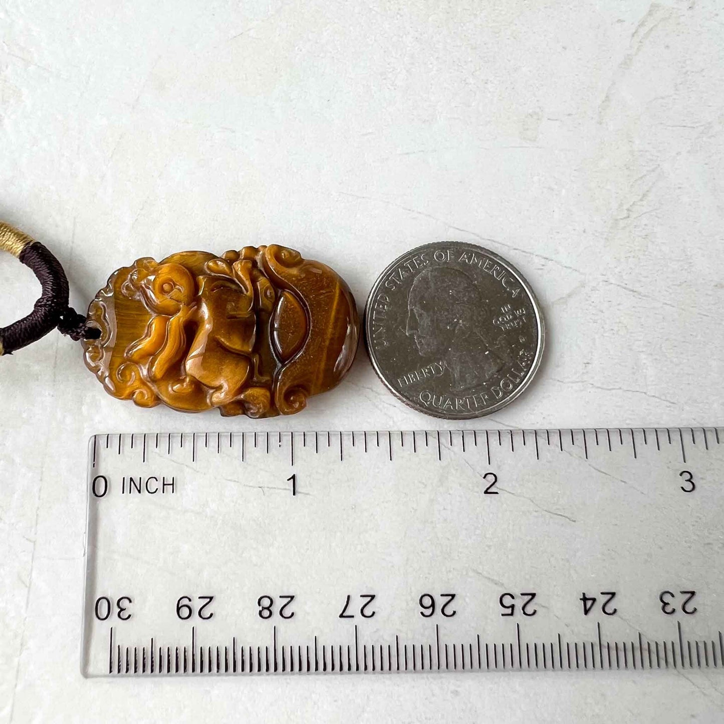 Tiger Eye Rabbit Chinese Zodiac Carved Pendant Necklace, YW-0110-1685930125