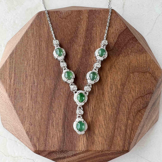 Small Dainty Green Jadeite Jade Sterling Silver Necklace, YZ-0422-YZ0062866