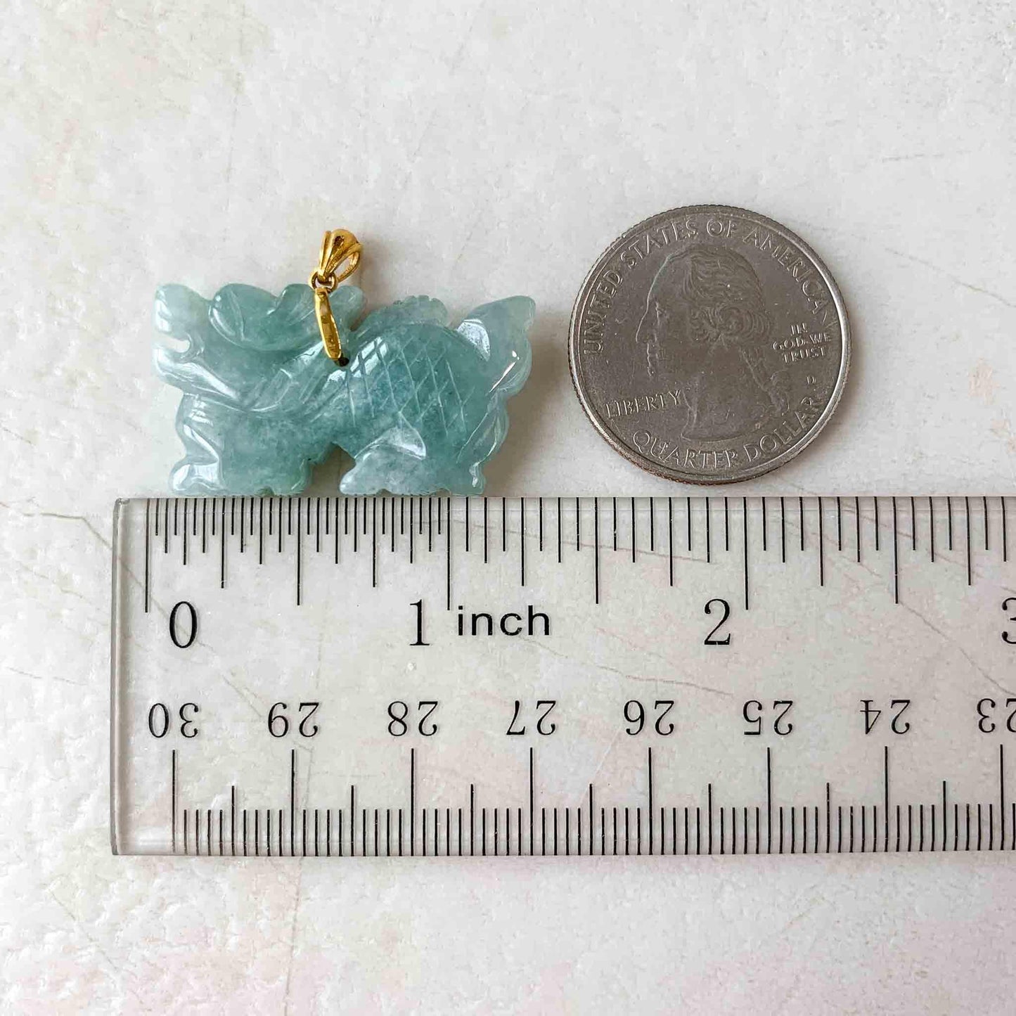3-D Dragon Jadeite Jade Hand Carved Pendant with 18K Solid Gold Bail, SHWQ-0423-1690440622