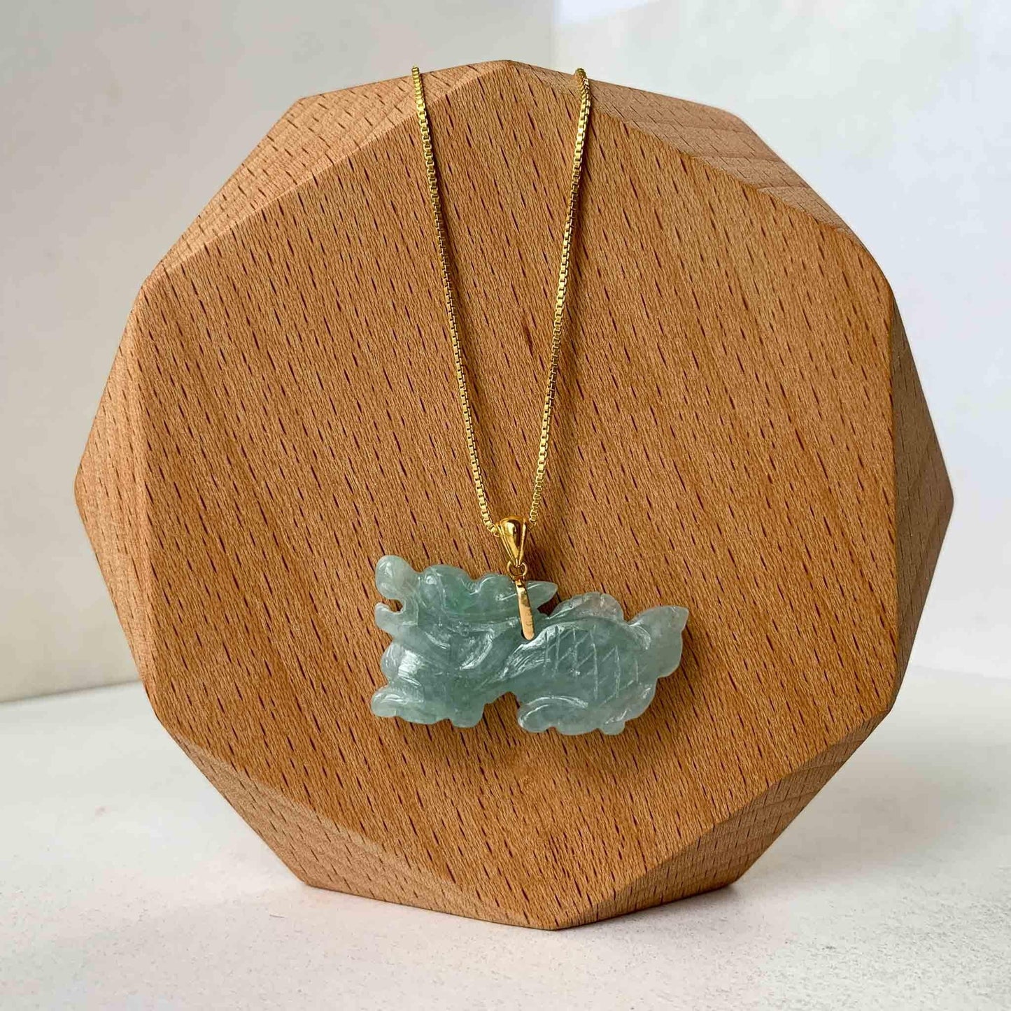3-D Dragon Jadeite Jade Hand Carved Pendant with 18K Solid Gold Bail, SHWQ-0423-1690440622