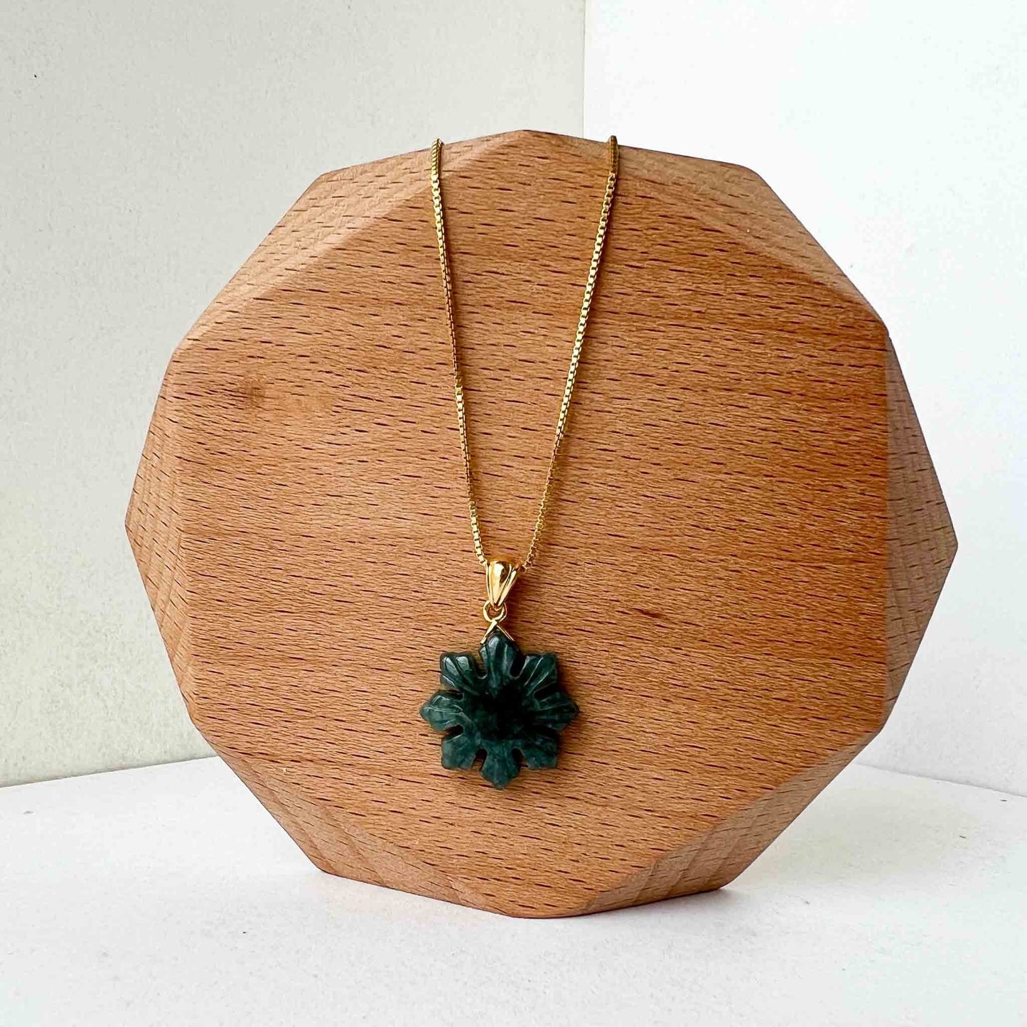 Filipino Sun Jadeite Jade Hand Carved Pendant with 18K Solid Gold Bail