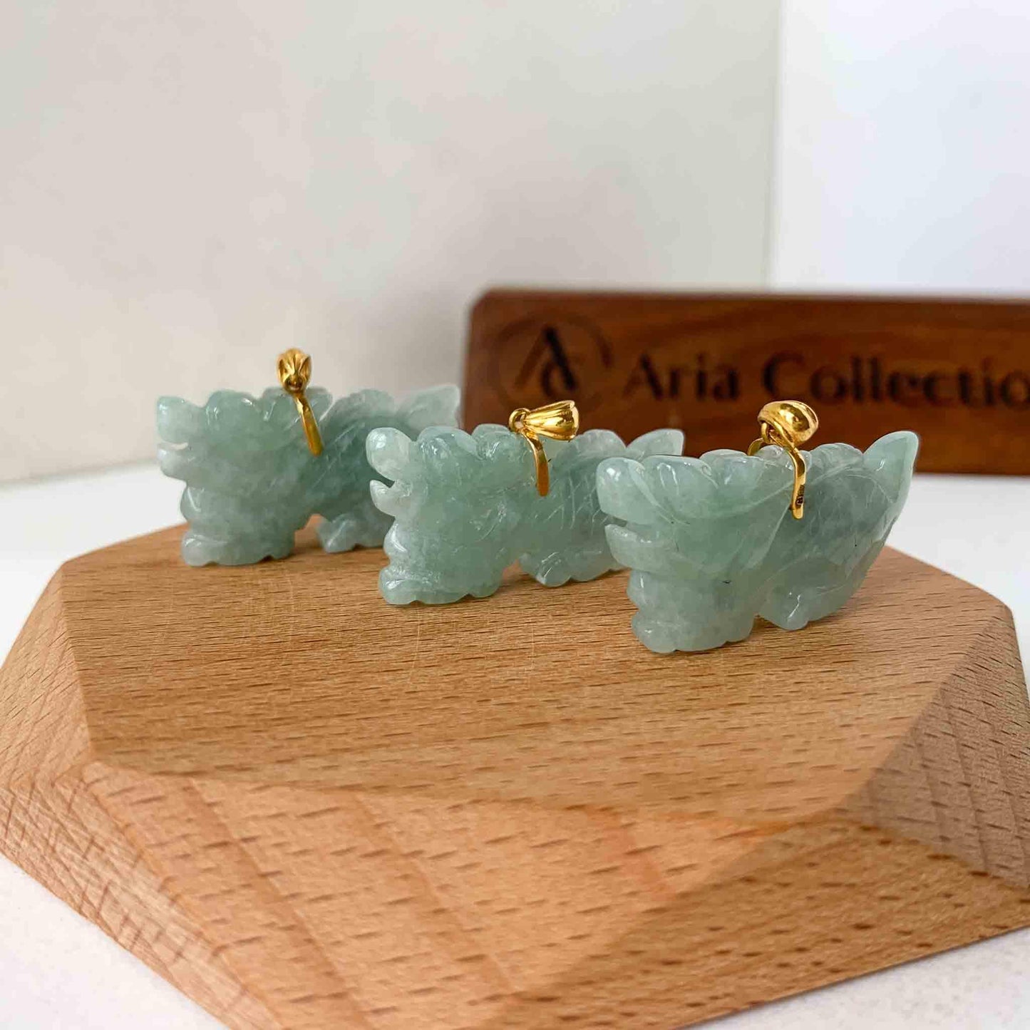3-D Dragon Jadeite Jade Hand Carved Pendant with 18K Solid Gold Bail, SHWQ-0423-1690440622
