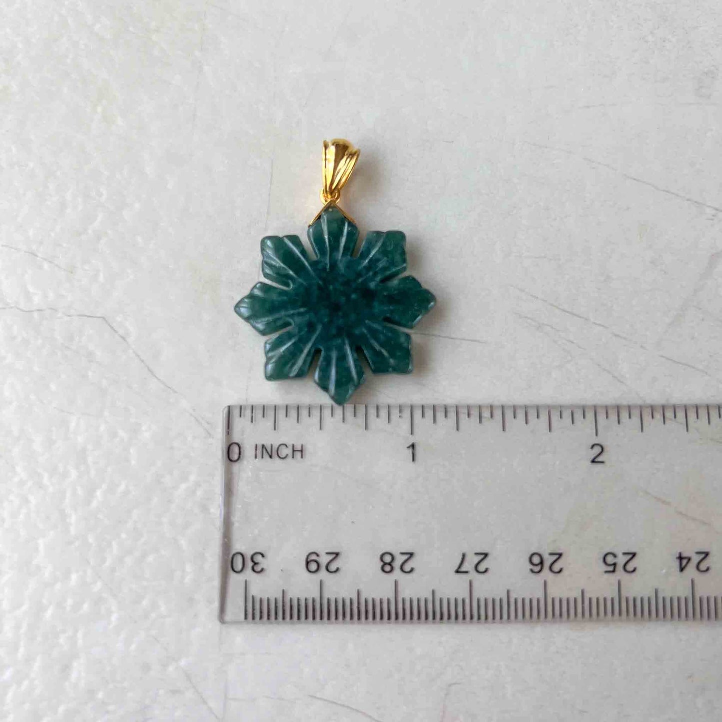 Filipino Sun Jadeite Jade Hand Carved Pendant with 18K Solid Gold Bail