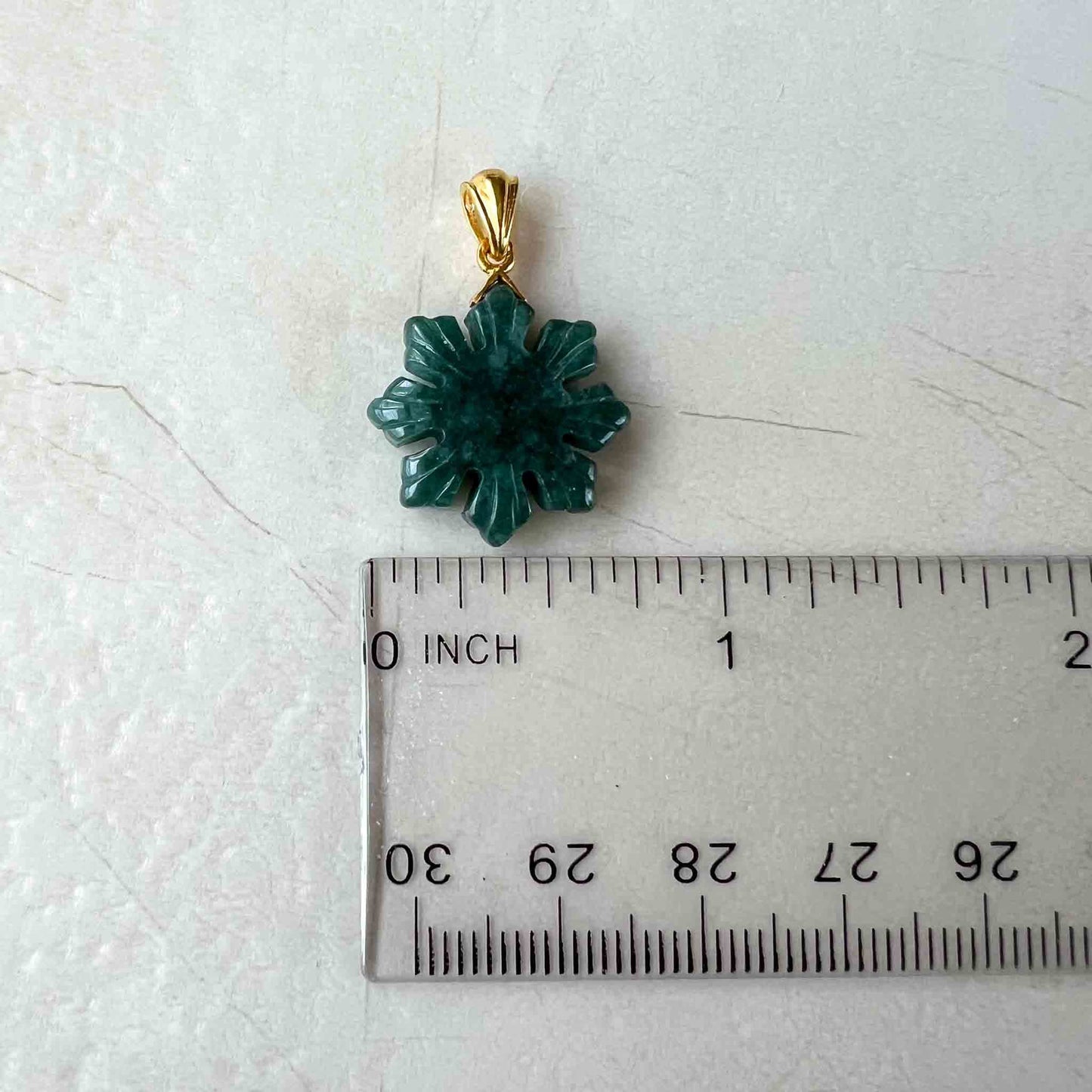 Filipino Sun Jadeite Jade Hand Carved Pendant with 18K Solid Gold Bail