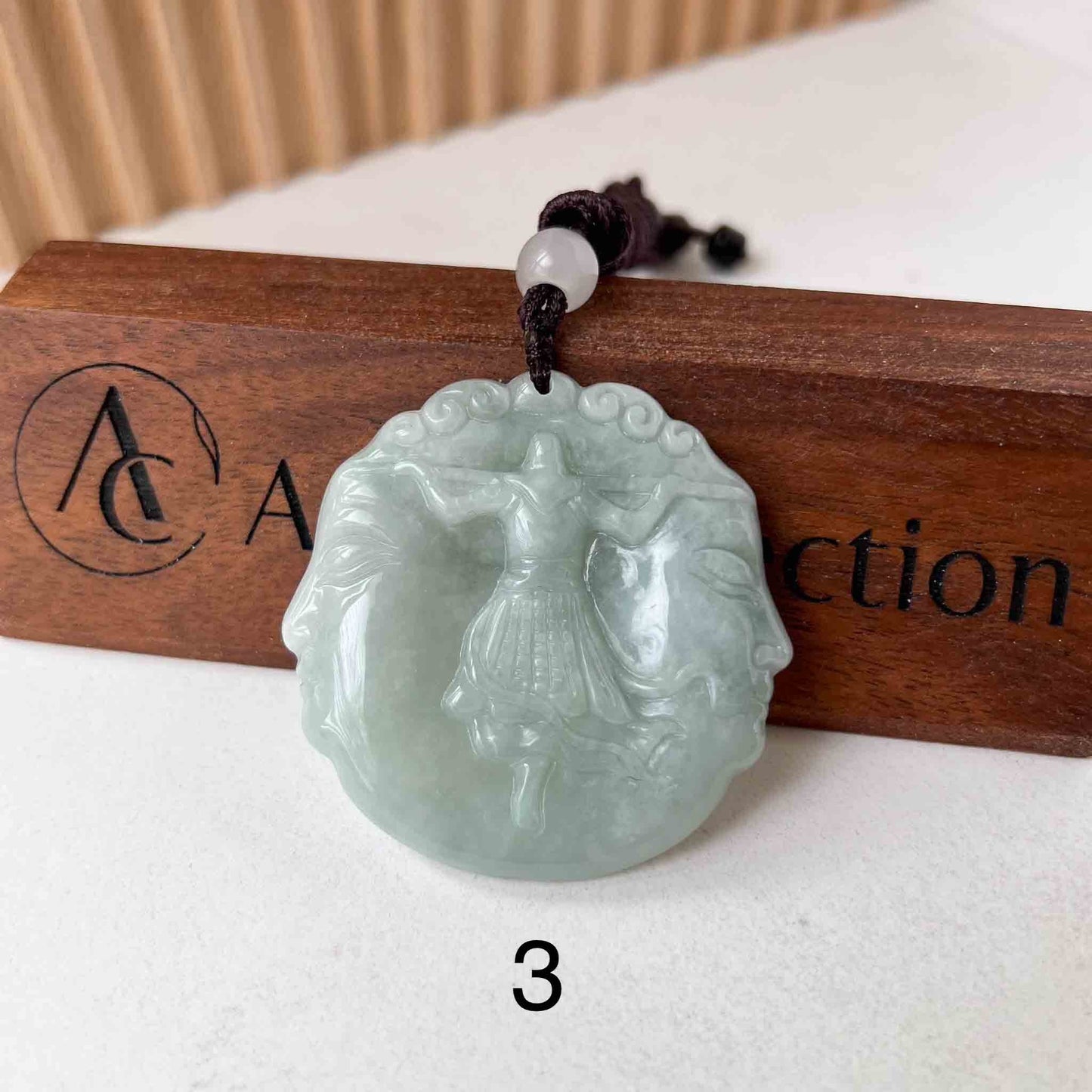 Jadeite Jade Monkey King, Sun Wu Kong, 孙悟空, Chinese Zodiac Carved Pendant Necklace, YJ-0522-0428826