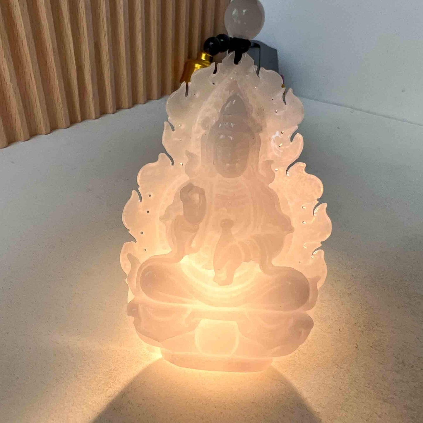 Jadeite Jade Guan Yin Avalokiteshvara Hand Carved Pendant Necklace, Quan Am, 观音, White Light Purple Jade Pendant, YGR-1022-1698553794
